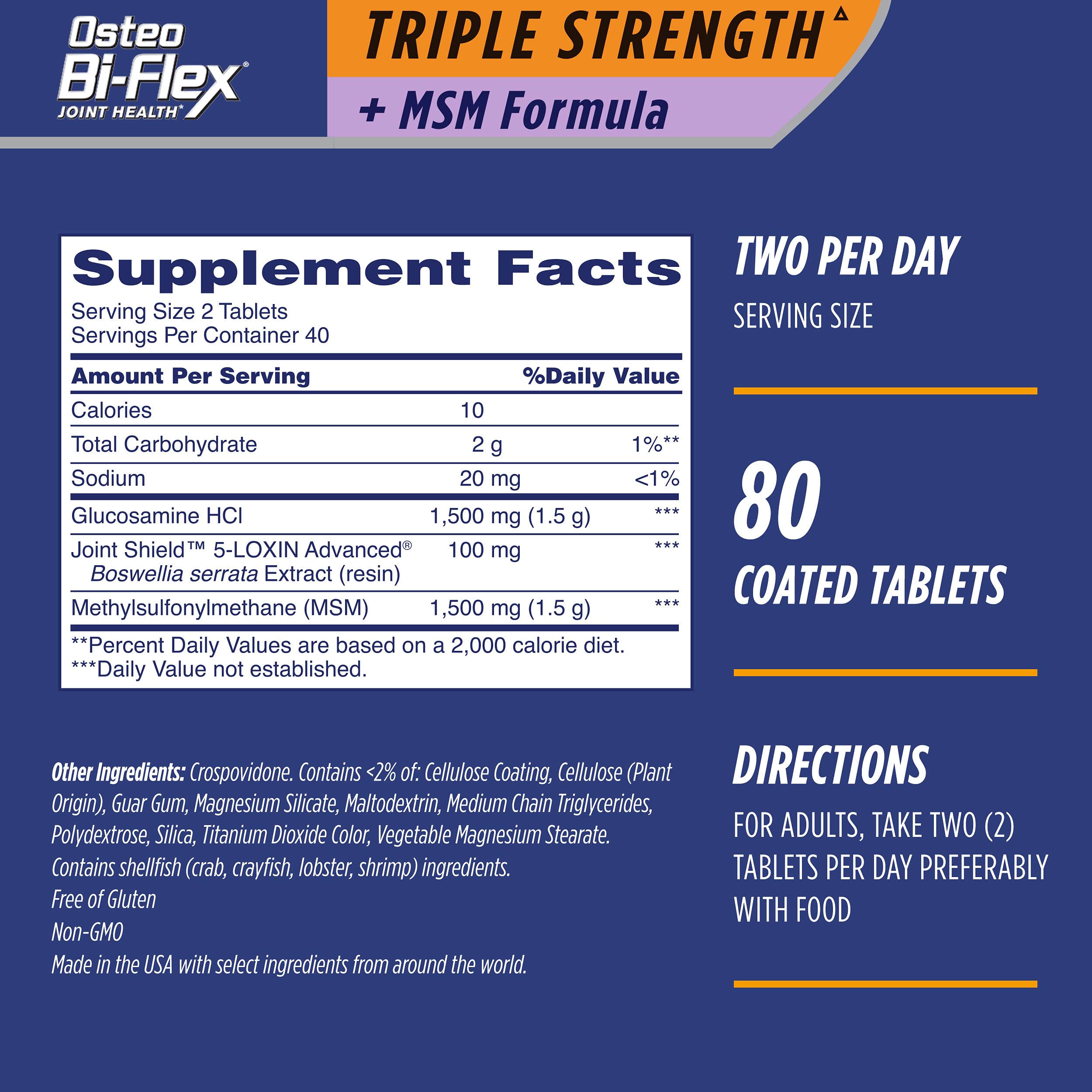 Foto 3 pulgar | Suplemento Osteo Bi-flex Triple Strength (5) Con Msm 80 Tabletas - Venta Internacional.