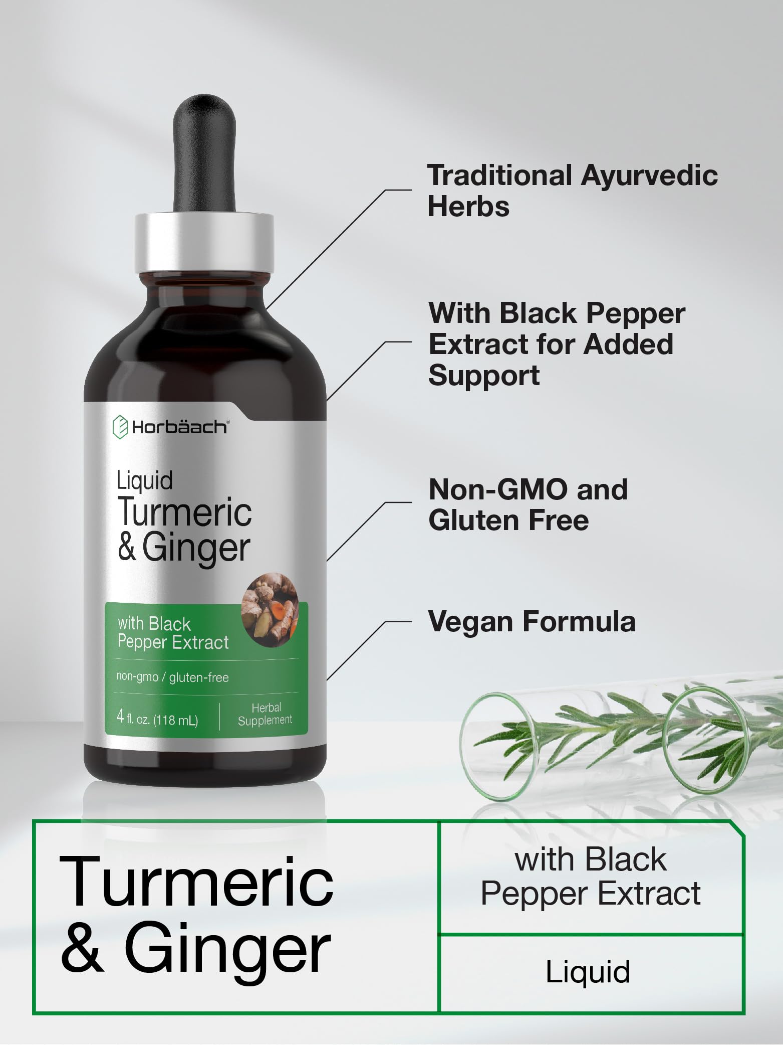 Foto 5 pulgar | Suplemento Horbäach De Cúrcuma Y Jengibre De 120 Ml Con Pimienta Negra - Venta Internacional.