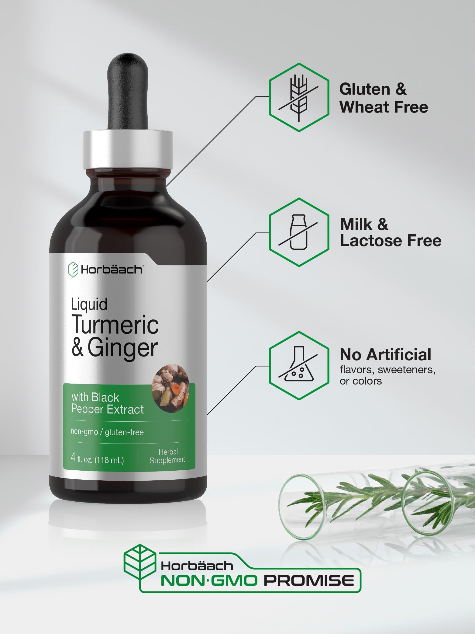 Foto 5 | Suplemento Horbäach De Cúrcuma Y Jengibre De 120 Ml Con Pimienta Negra - Venta Internacional.