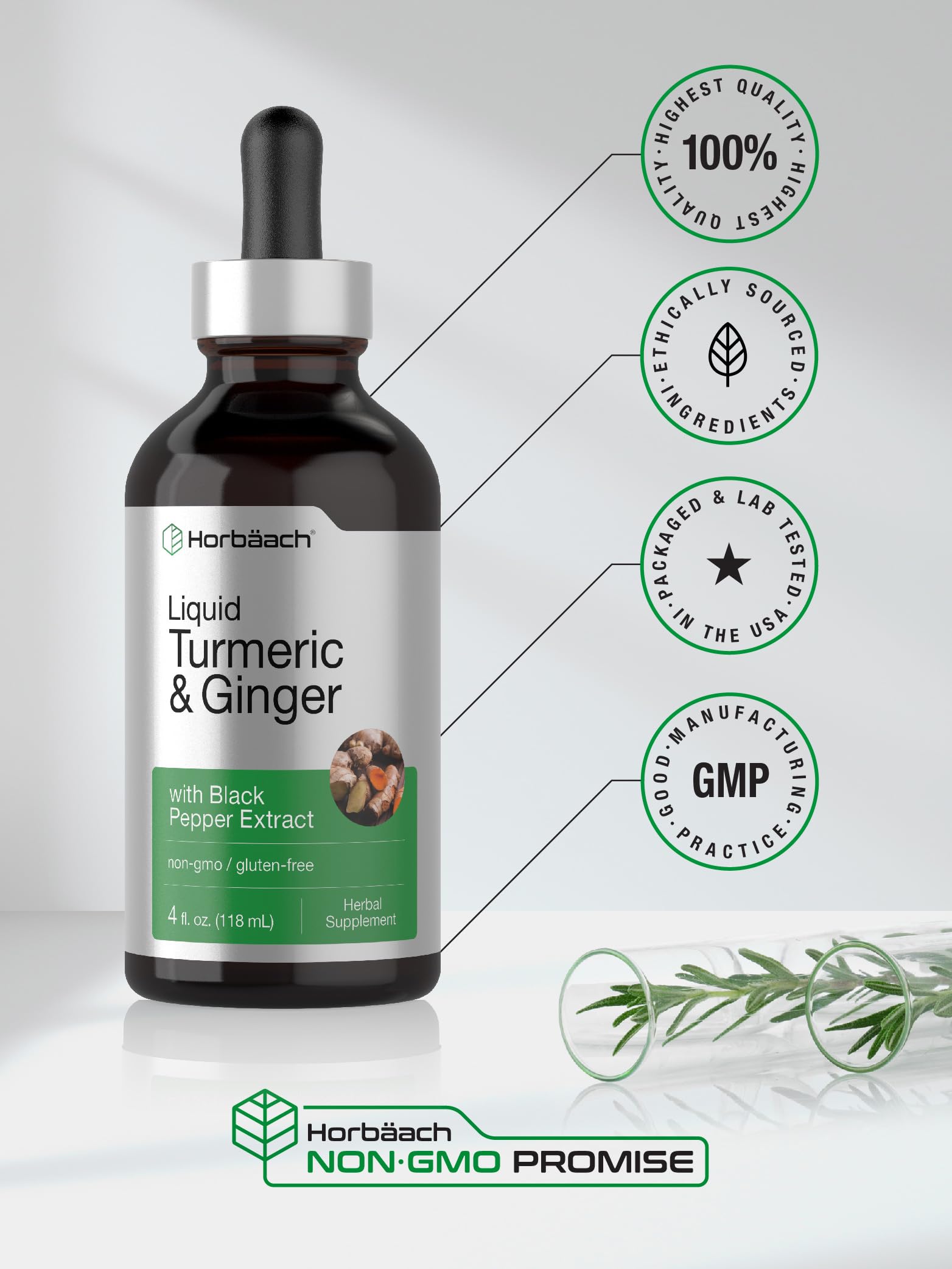 Foto 7 pulgar | Suplemento Horbäach De Cúrcuma Y Jengibre De 120 Ml Con Pimienta Negra - Venta Internacional.