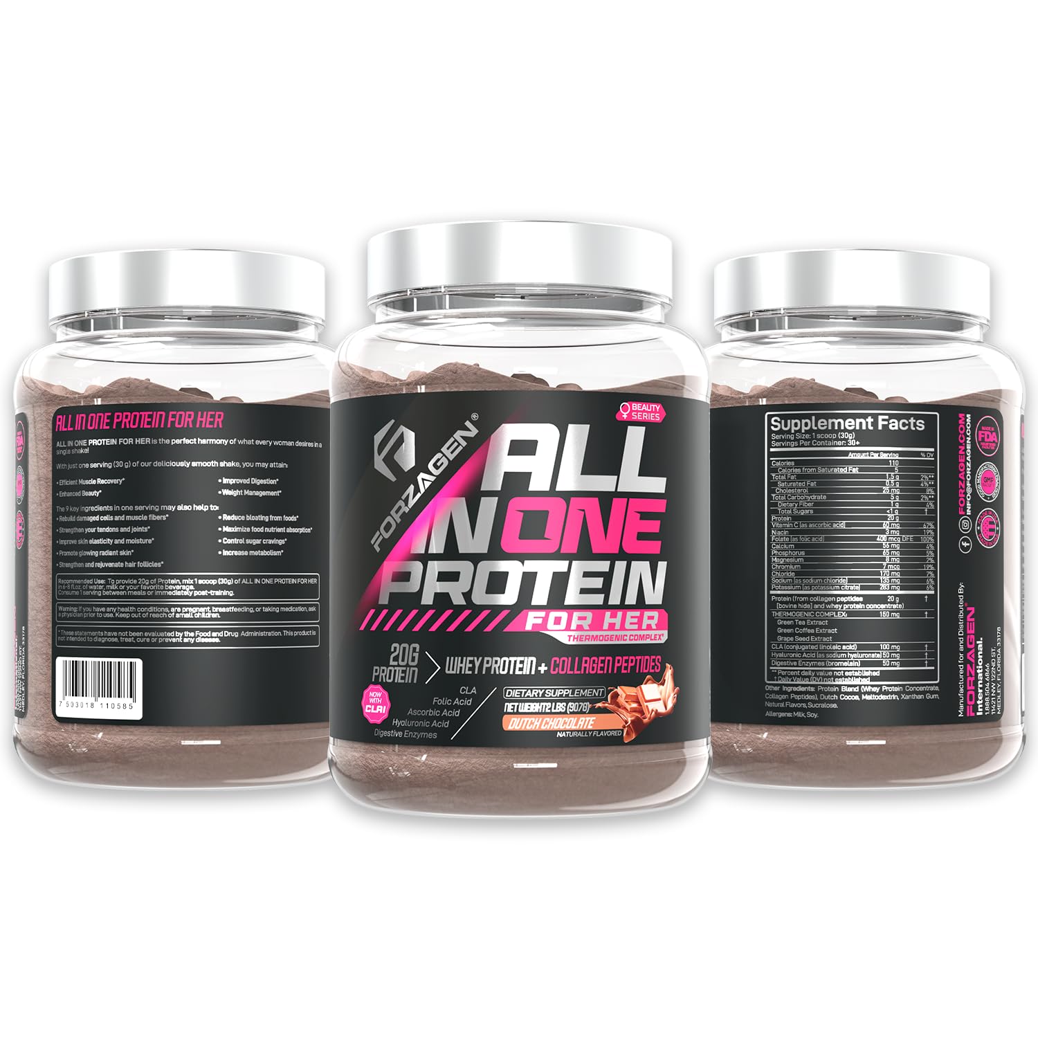 Foto 3 pulgar | Proteína En Polvo Forzagen All In One Protein For Her, 30 Porciones - Venta Internacional.