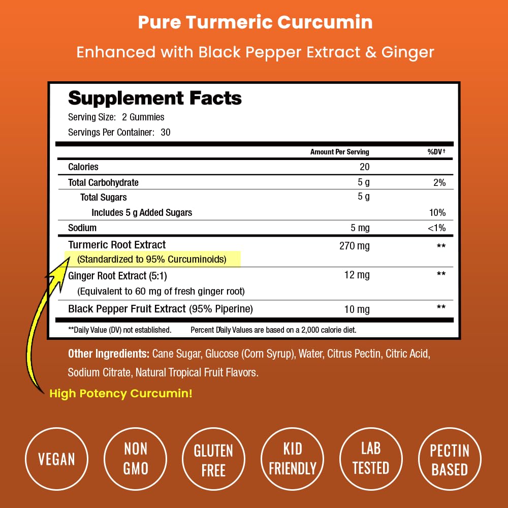 Foto 3 pulgar | Suplemento Nutrachamps Turmeric Gummies 95% Curcuminoides - Venta Internacional.
