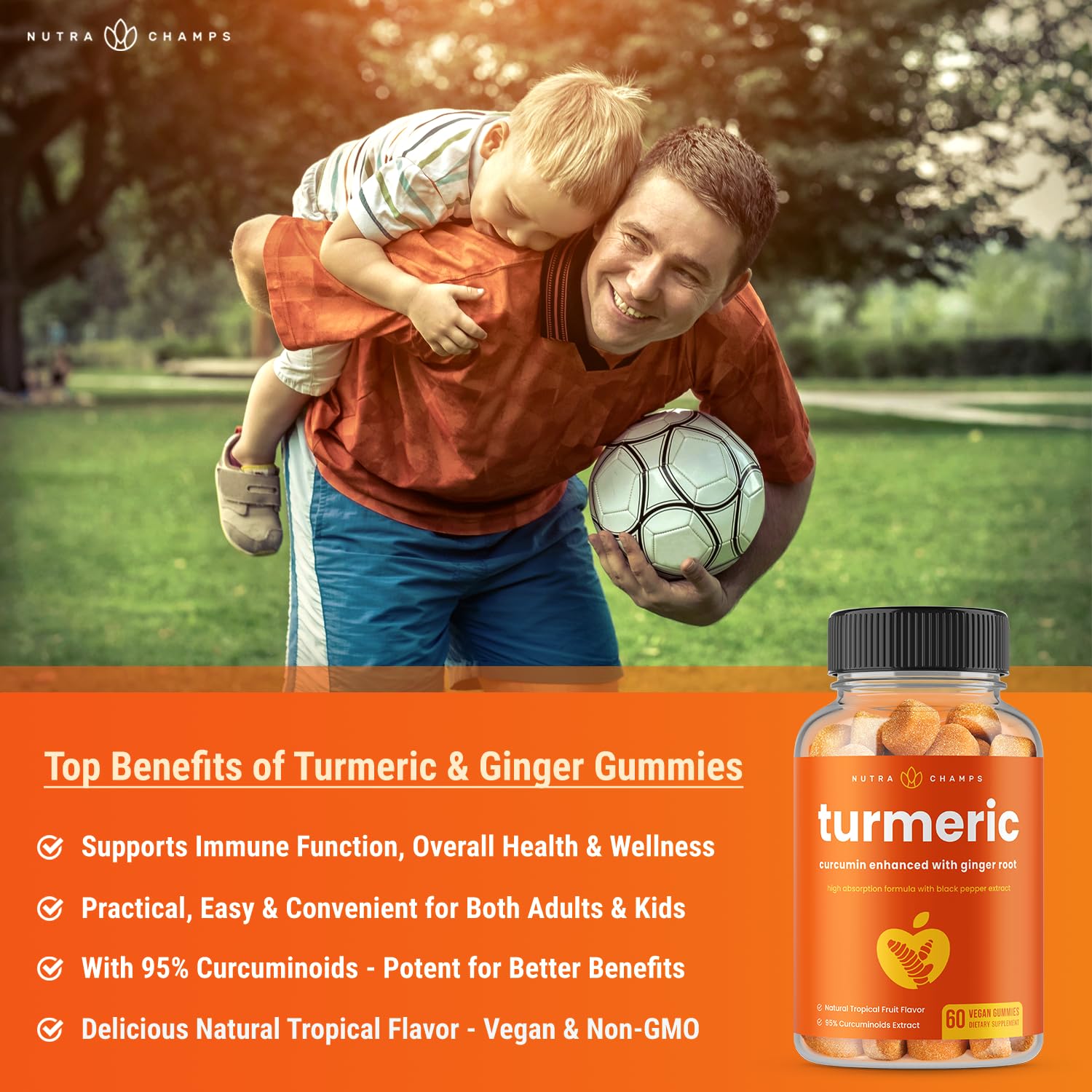 Foto 4 pulgar | Suplemento Nutrachamps Turmeric Gummies 95% Curcuminoides - Venta Internacional.