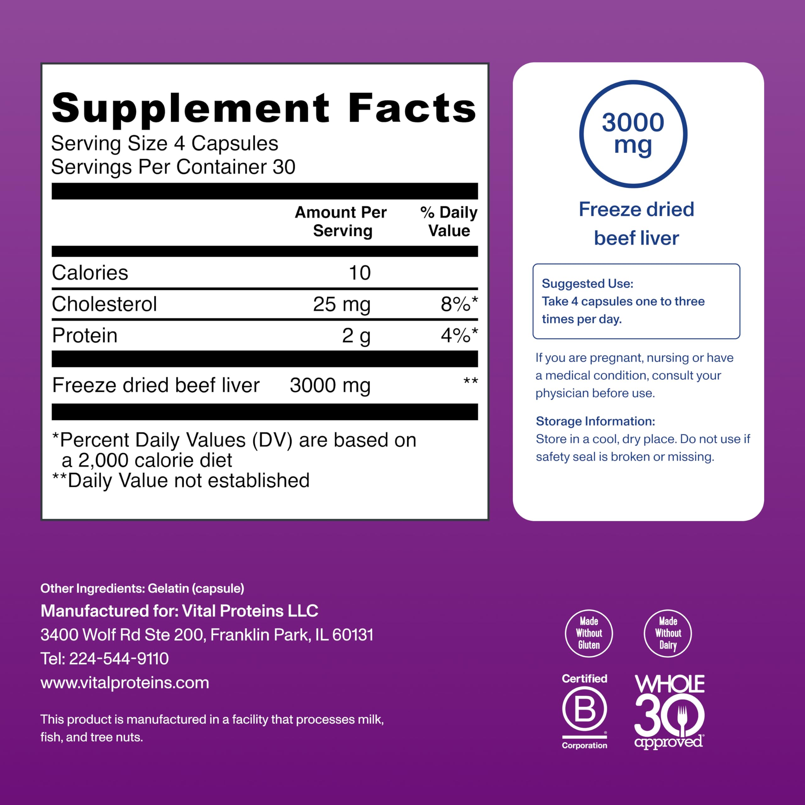 Foto 5 pulgar | Suplemento De Vital Proteins: Hígado De Res Desecado Alimentado Con Pasto - Venta Internacional.