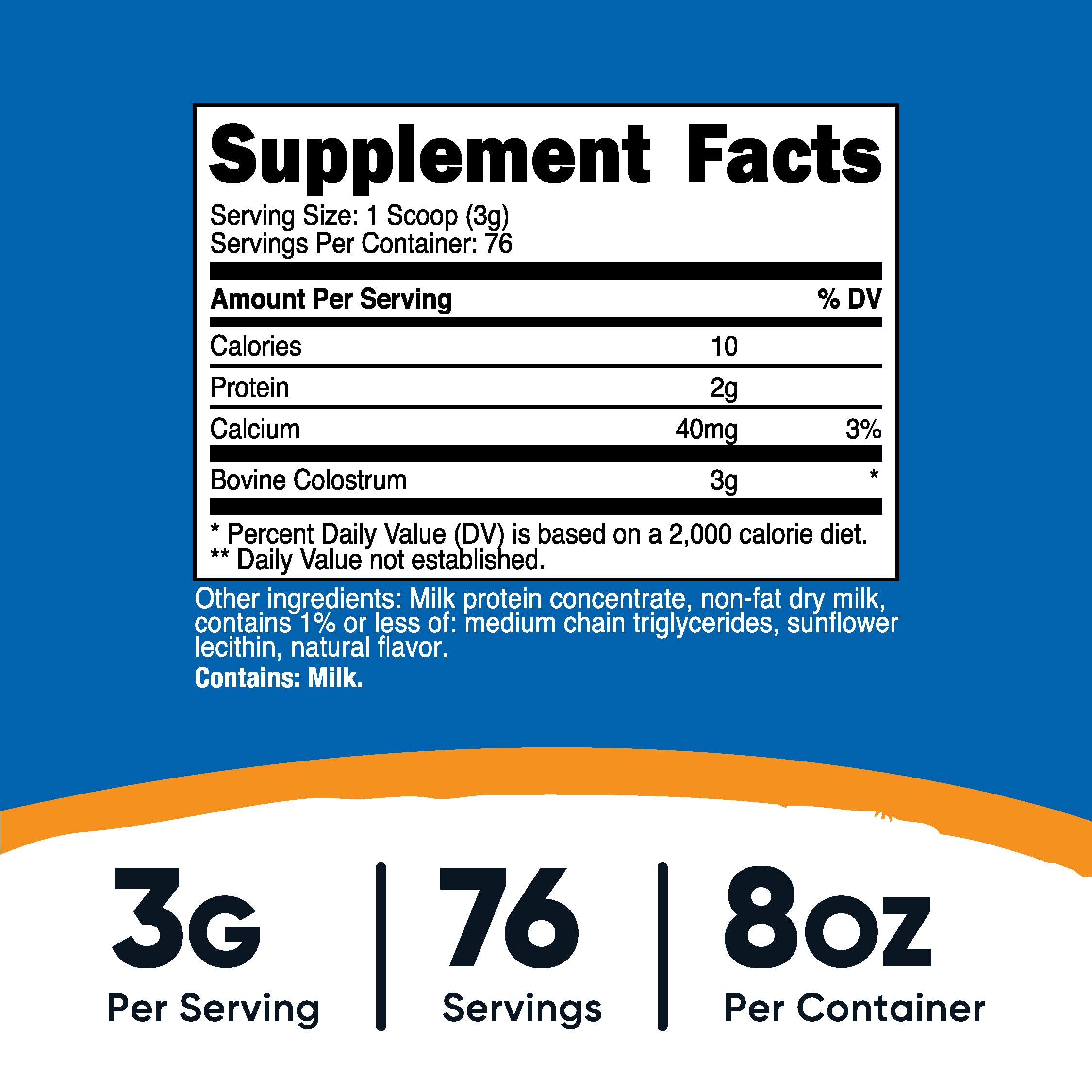 Foto 3 pulgar | Suplemento De Calostro En Polvo Nutricost, 240 Ml, 30% De Anticuerpos Igg - Venta Internacional.