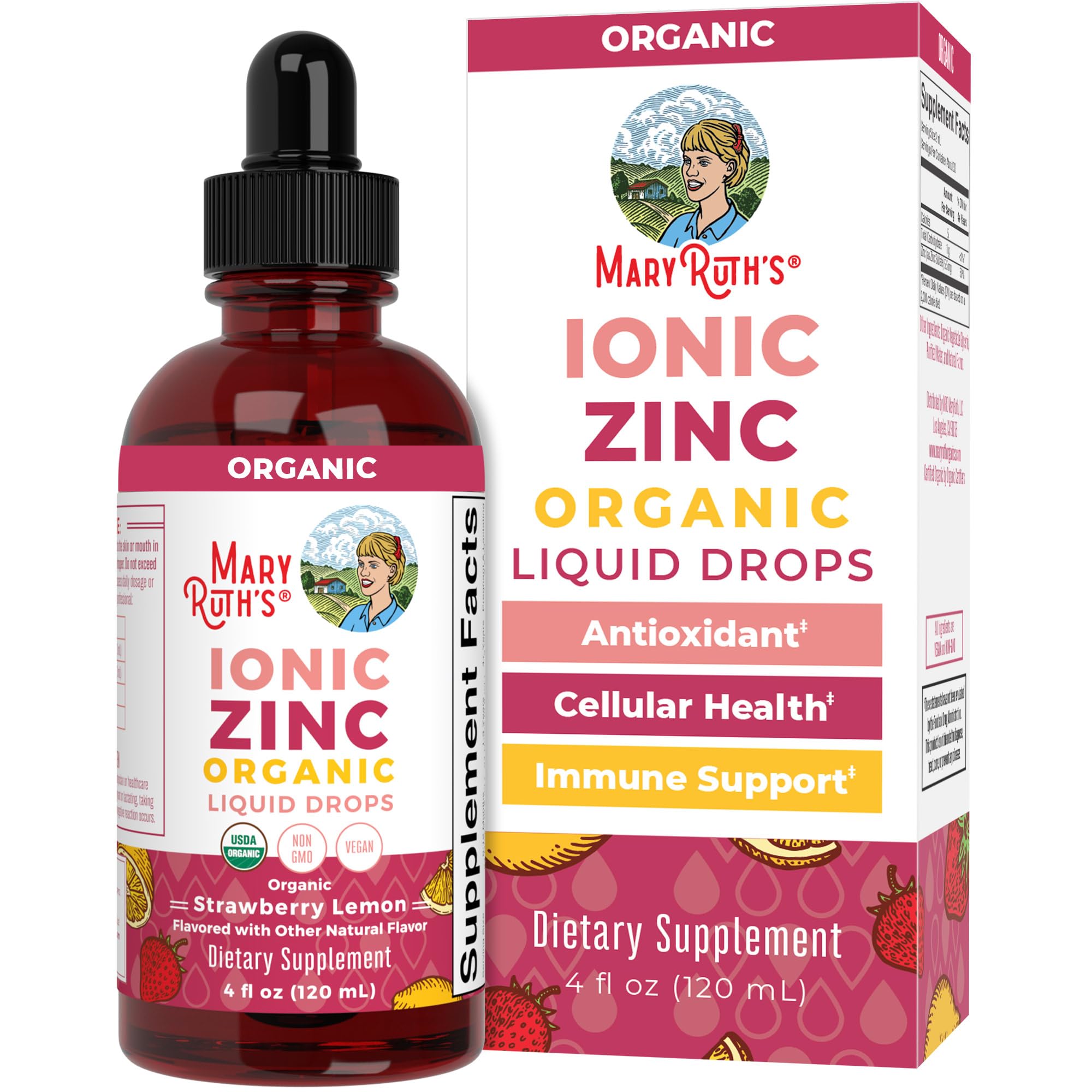 Foto 2 pulgar | Suplemento De Zinc Iónico Orgánico De Fresa Y Limón De Mary Ruth, 120 Ml - Venta Internacional.