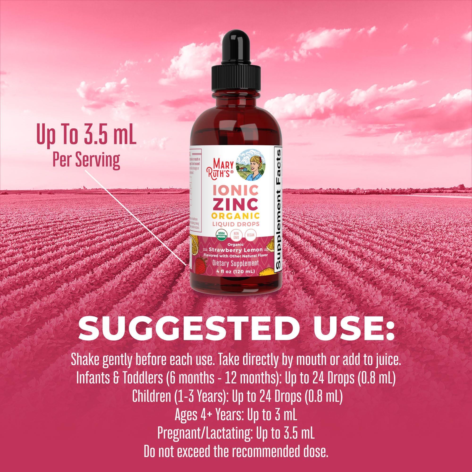 Foto 7 pulgar | Suplemento De Zinc Iónico Orgánico De Fresa Y Limón De Mary Ruth, 120 Ml - Venta Internacional.