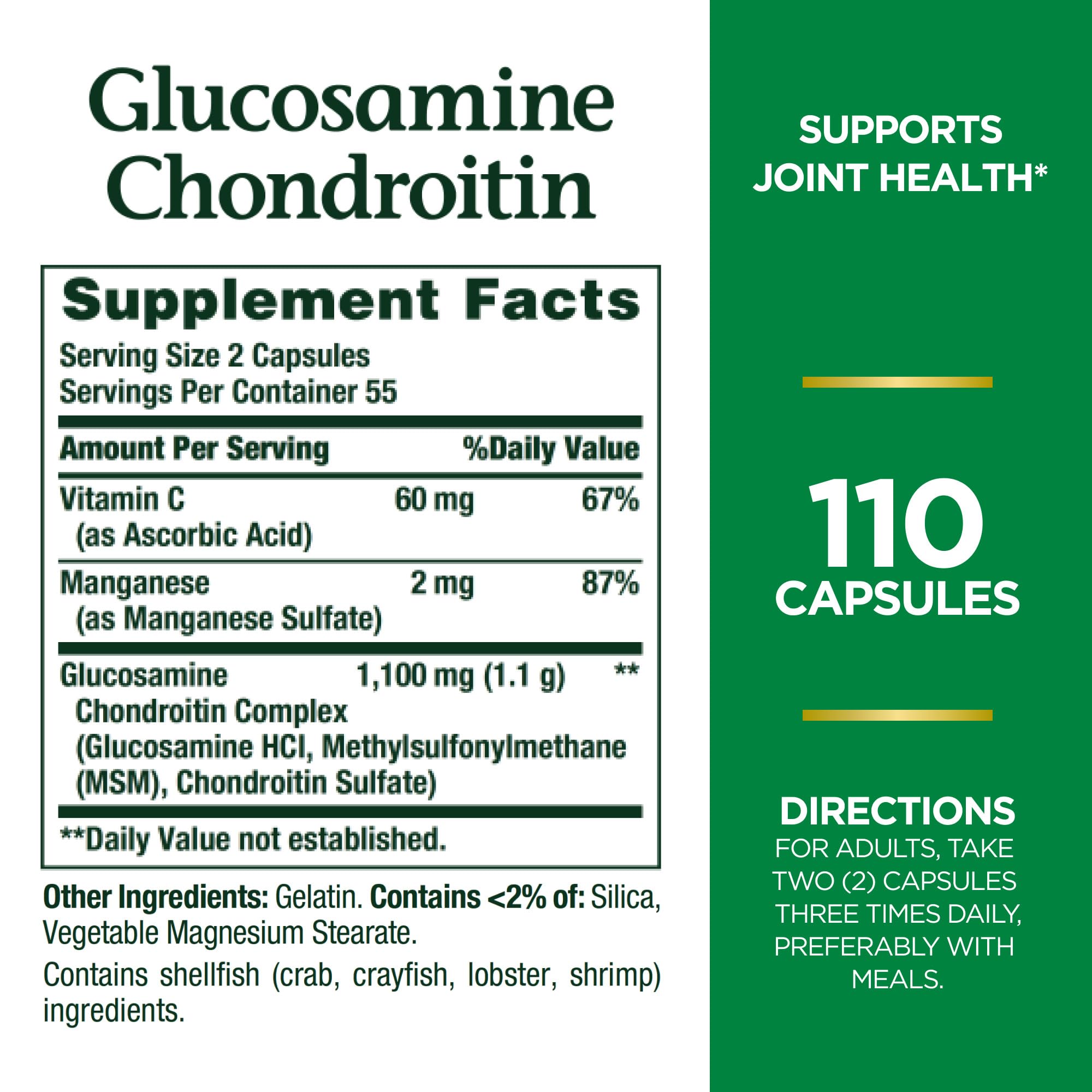 Foto 2 | Suplemento Nature's Bounty, Glucosamina Y Condroitina, 110 Cápsulas - Venta Internacional.