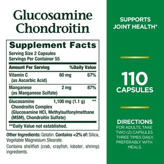 Foto 2 | Suplemento Nature's Bounty, Glucosamina Y Condroitina, 110 Cápsulas - Venta Internacional.