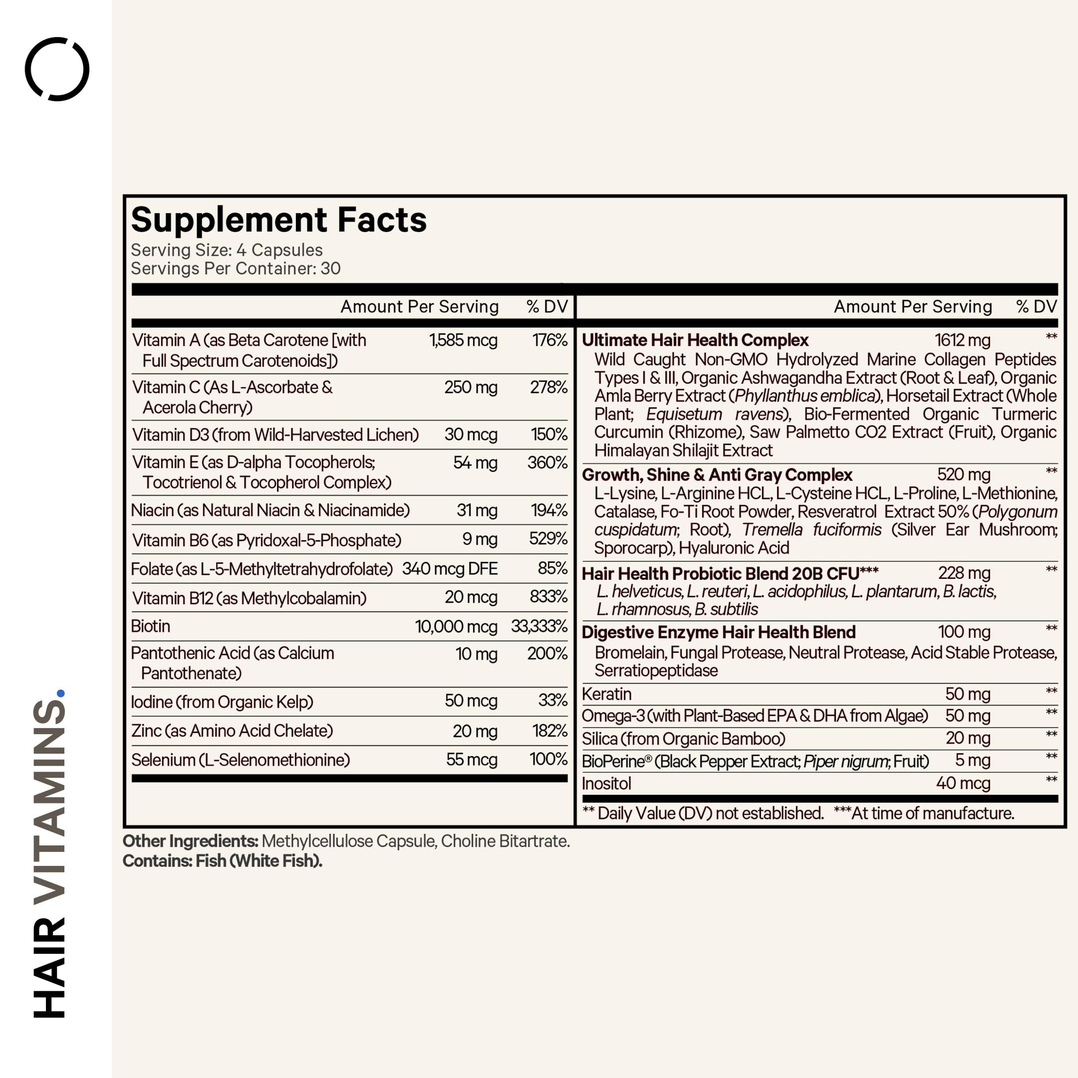 Foto 2 | Vitaminas Para El Cabello Codeage, 10000 Mcg, Biotina, Queratina Y Colágeno, 120 Cápsulas - Venta Internacional.