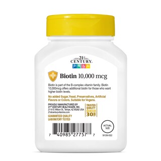 Foto 6 | Suplemento De Biotina Del Siglo Xxi En Tabletas De 10,000 Mcg 120 Tabletas - Venta Internacional.