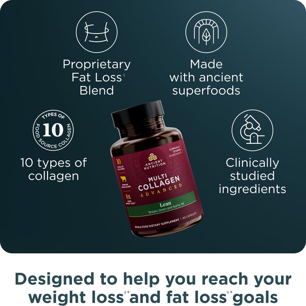 Foto 4 pulgar | Suplemento Ancient Nutrition Advanced Collagen Lean 90 Cápsulas - Venta Internacional.