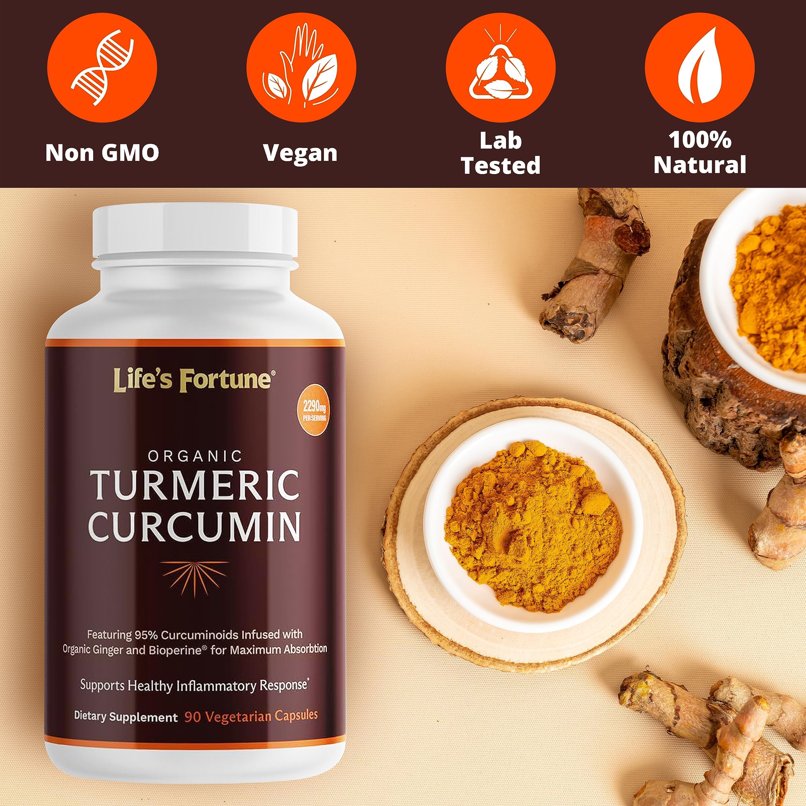 Foto 5 pulgar | Suplemento De Curcumina Orgánica De Cúrcuma Life's Fortune 2250 Mg - Venta Internacional.