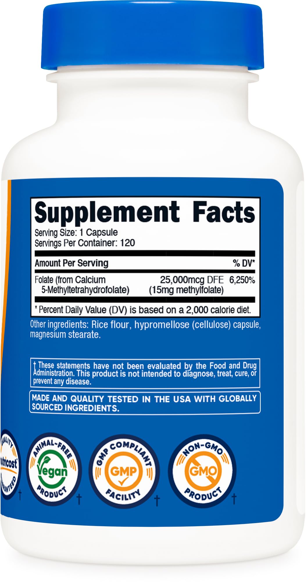 Foto 6 pulgar | Suplemento Nutricost De L-metilfolato, 15 Mg, 120 Cápsulas (5-mthf) - Venta Internacional.