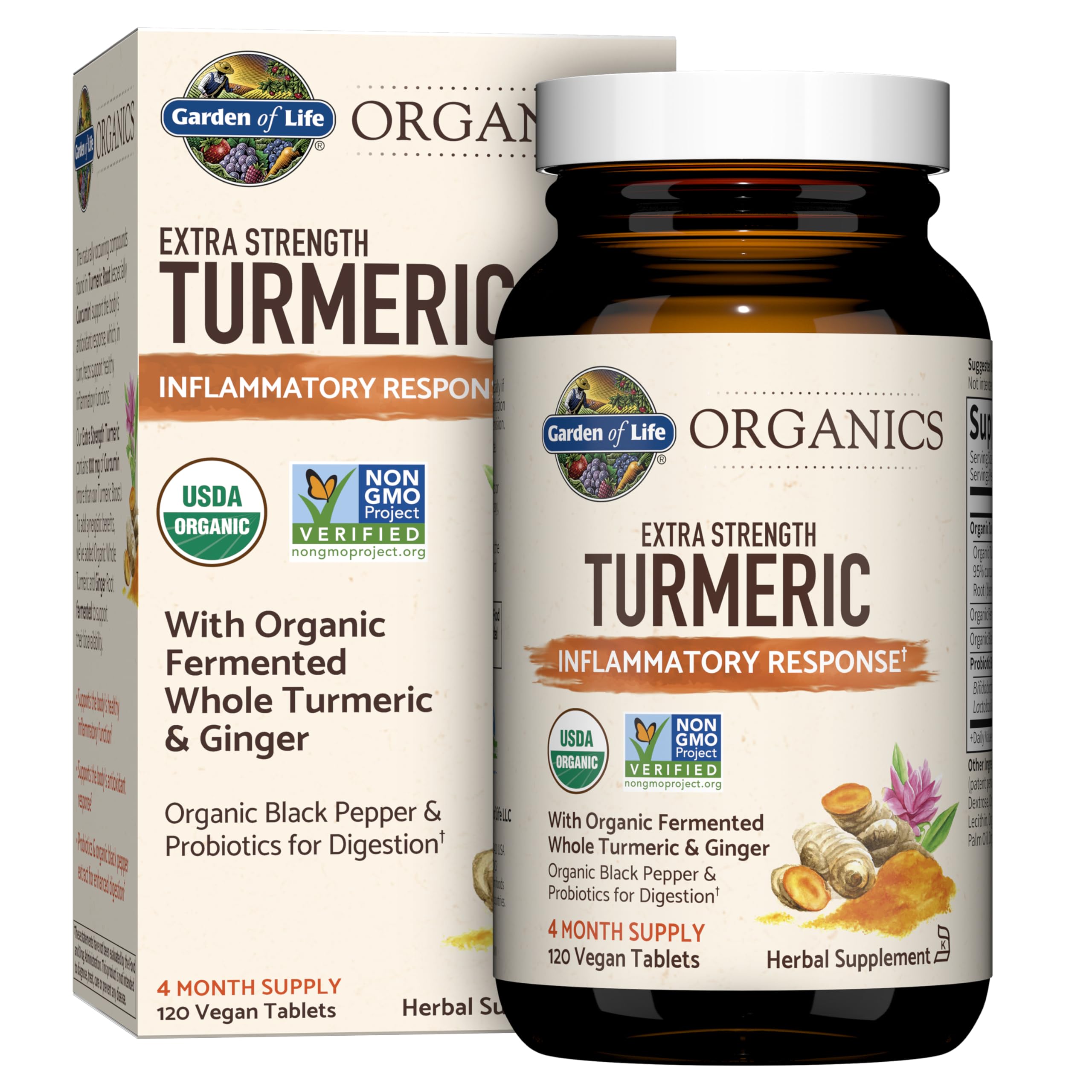 Foto 1 | Suplemento Garden Of Life Organics De Cúrcuma 120 Comprimidos - Venta Internacional.