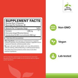 Foto 2 | Suplemento Terry Naturally Turmeric 50x 60 Cápsulas Veganas - Venta Internacional.
