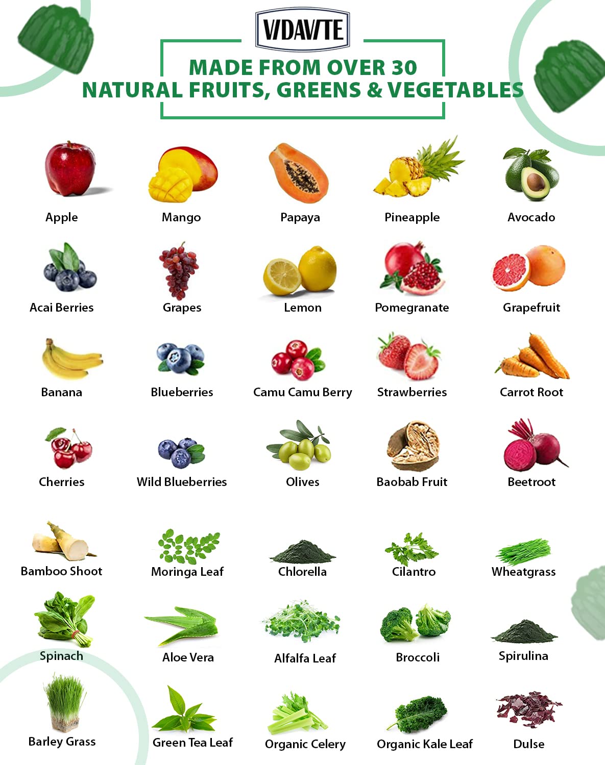 Foto 4 pulgar | Suplemento De Gomitas De Frutas Y Verduras Sin Azúcar Vidavite 60u - Venta Internacional.