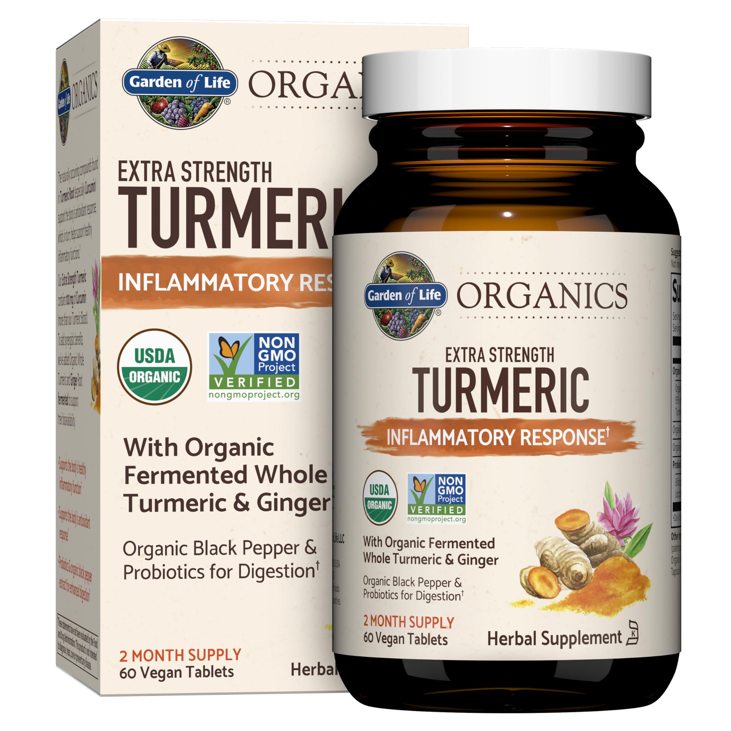 Foto 2 pulgar | Suplemento Garden Of Life Organics Con Cúrcuma, 60 Comprimidos - Venta Internacional.