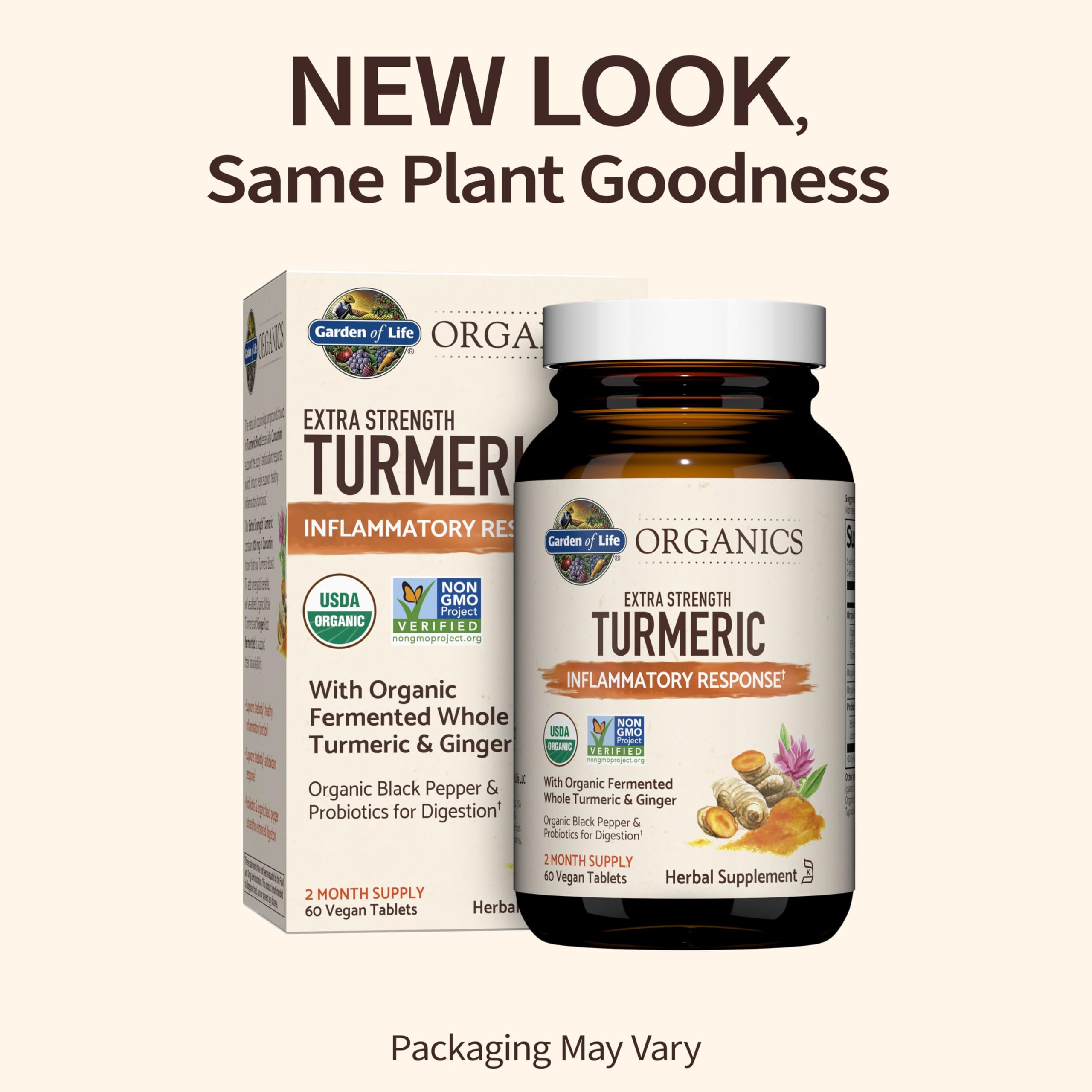 Foto 2 | Suplemento Garden Of Life Organics Con Cúrcuma, 60 Comprimidos - Venta Internacional.