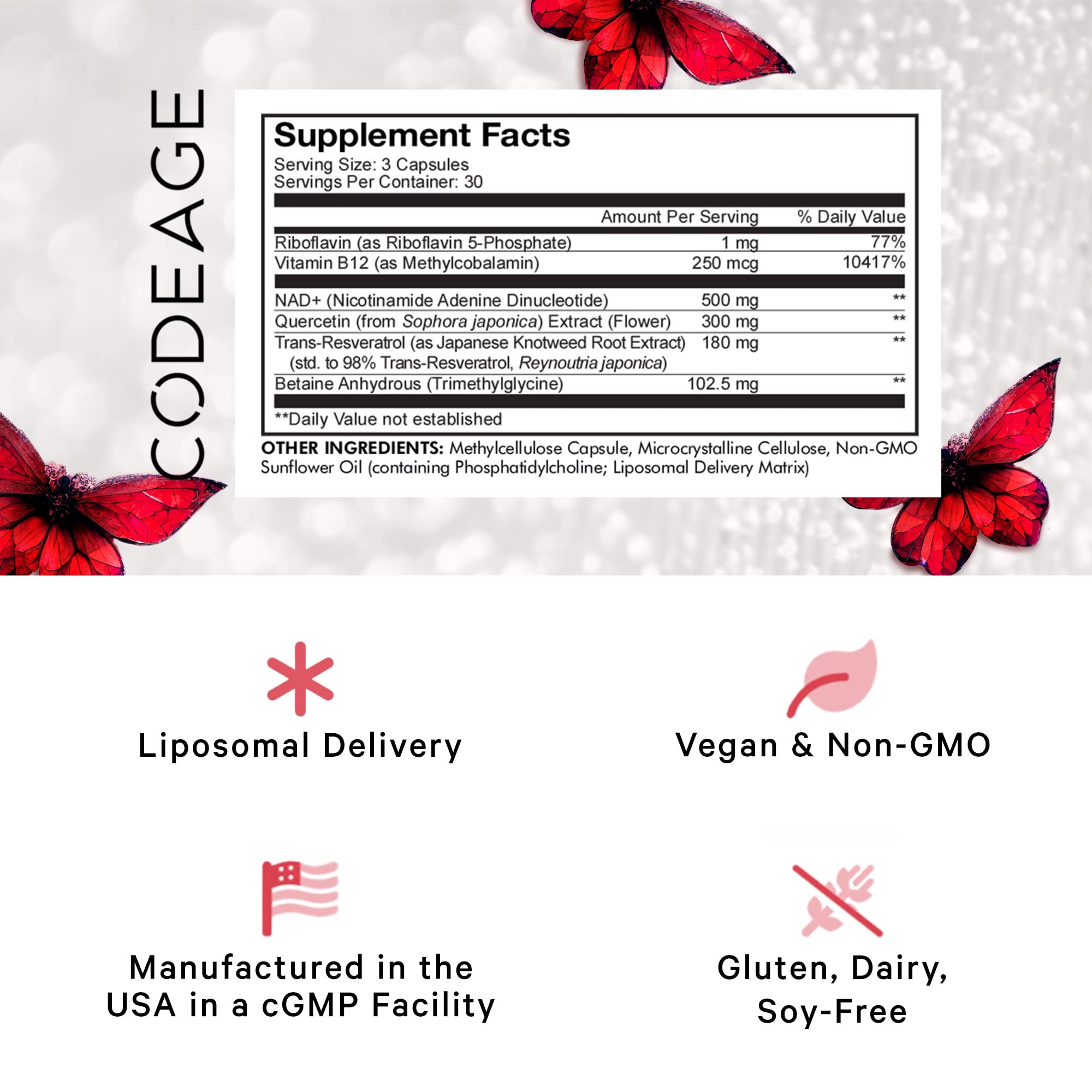 Foto 3 pulgar | Suplemento Codeage Liposomal Nad+ Con Resveratrol Y Vitamina B - Venta Internacional.