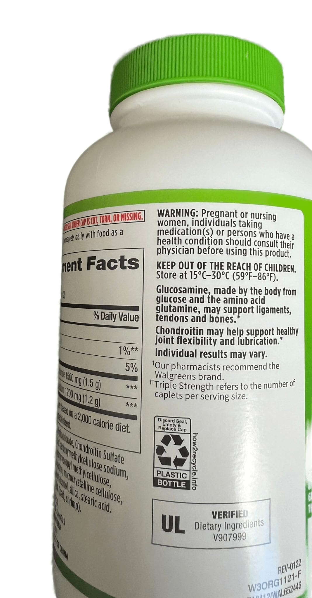 Foto 5 pulgar | Suplemento De Triple Concentración De Glucosamina Y Condroitina De Walgreens - Venta Internacional.