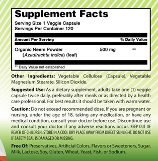 Foto 4 | Suplemento Amazing India Neem 500 Mg 120 Cápsulas Vegetarianas - Venta Internacional.