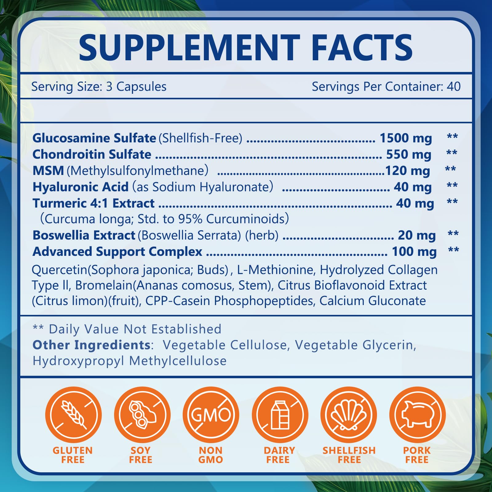 Foto 5 | Suplemento Nature Target Glucosamina Condroitina Msm 120 Cápsulas - Venta Internacional.