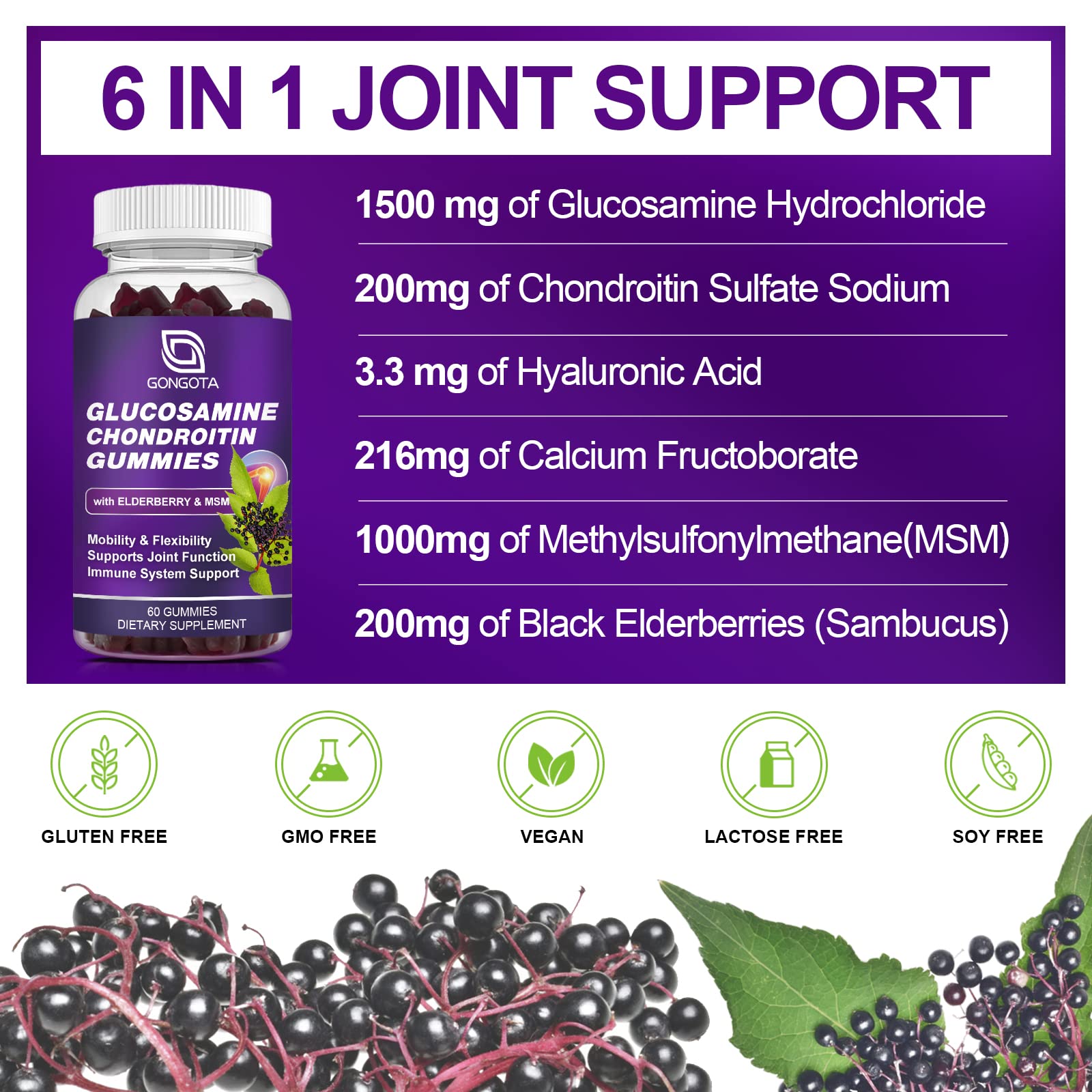 Foto 4 pulgar | Suplemento Gongota: Gomitas De Glucosamina Y Condroitina, 1500 Mg - Venta Internacional.