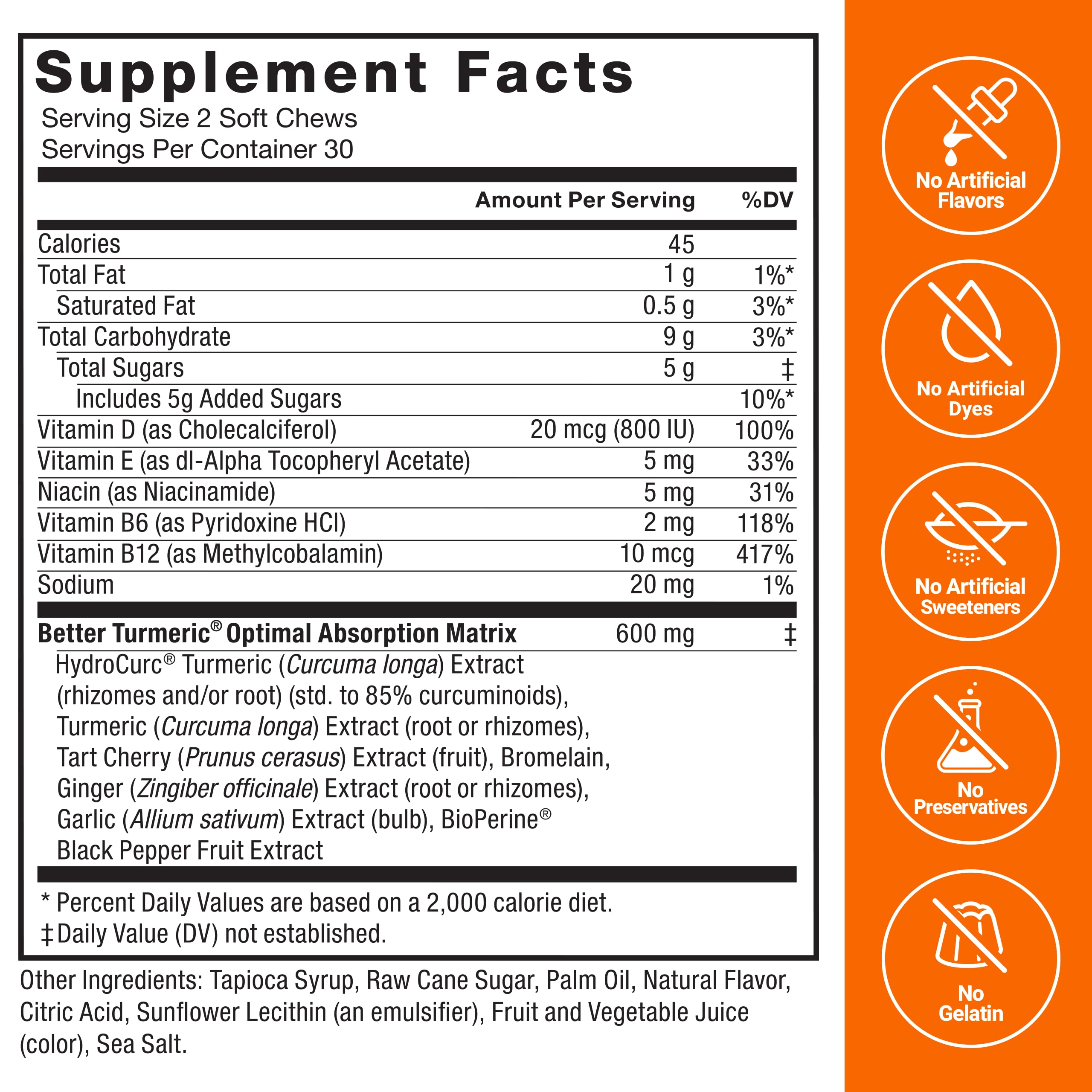 Foto 7 pulgar | Supplement Force Factor Better Turmeric Joint Support 180 Comprimidos Masticables - Venta Internacional.