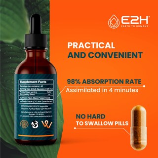 Foto 4 | Suplemento E2h De Cúrcuma Líquida Y Curcumina, 60 Ml, Con Pimienta Negra - Venta Internacional.
