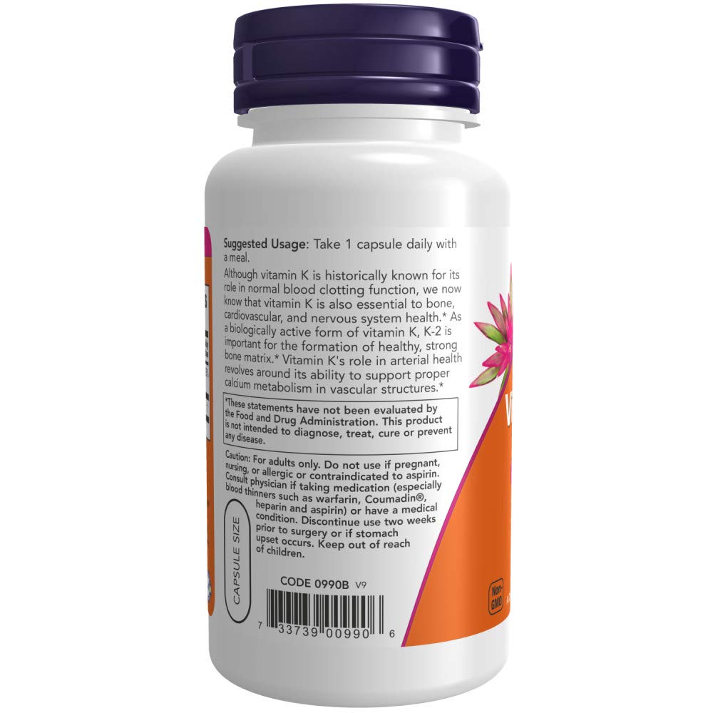 Foto 3 | Supplement Now Vitamina K-2 100 Mcg De Menaquinona-4 (mk-4) 100 Cápsulas - Venta Internacional.