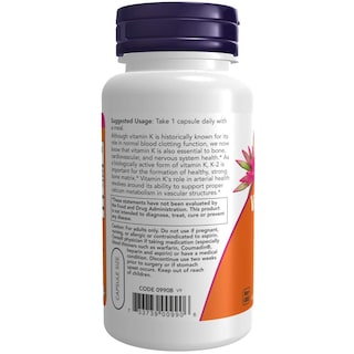Foto 3 | Supplement Now Vitamina K-2 100 Mcg De Menaquinona-4 (mk-4) 100 Cápsulas - Venta Internacional.