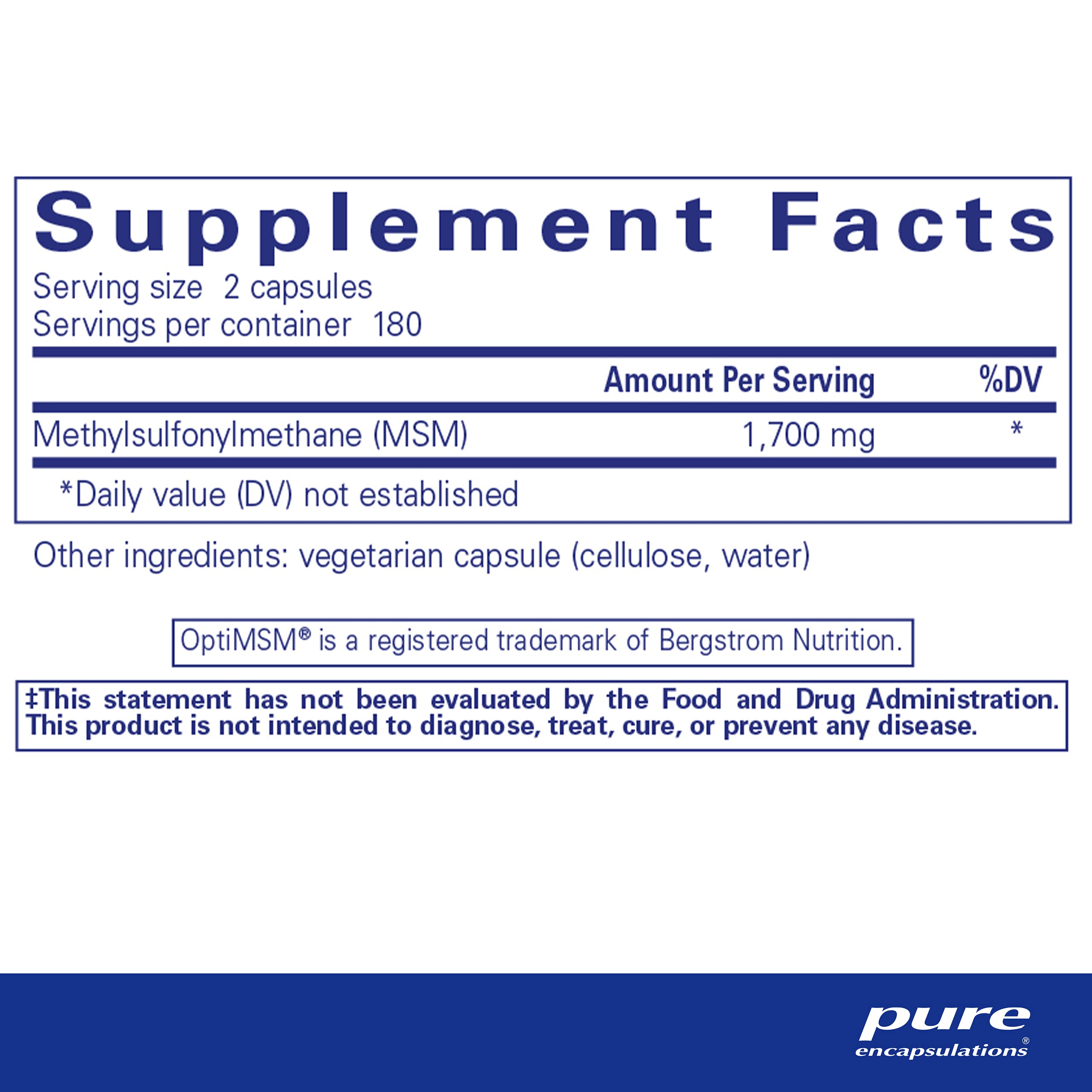 Foto 2 | Suplemento Pure Encapsulations Msm Sulfur 360 Cápsulas - Venta Internacional.