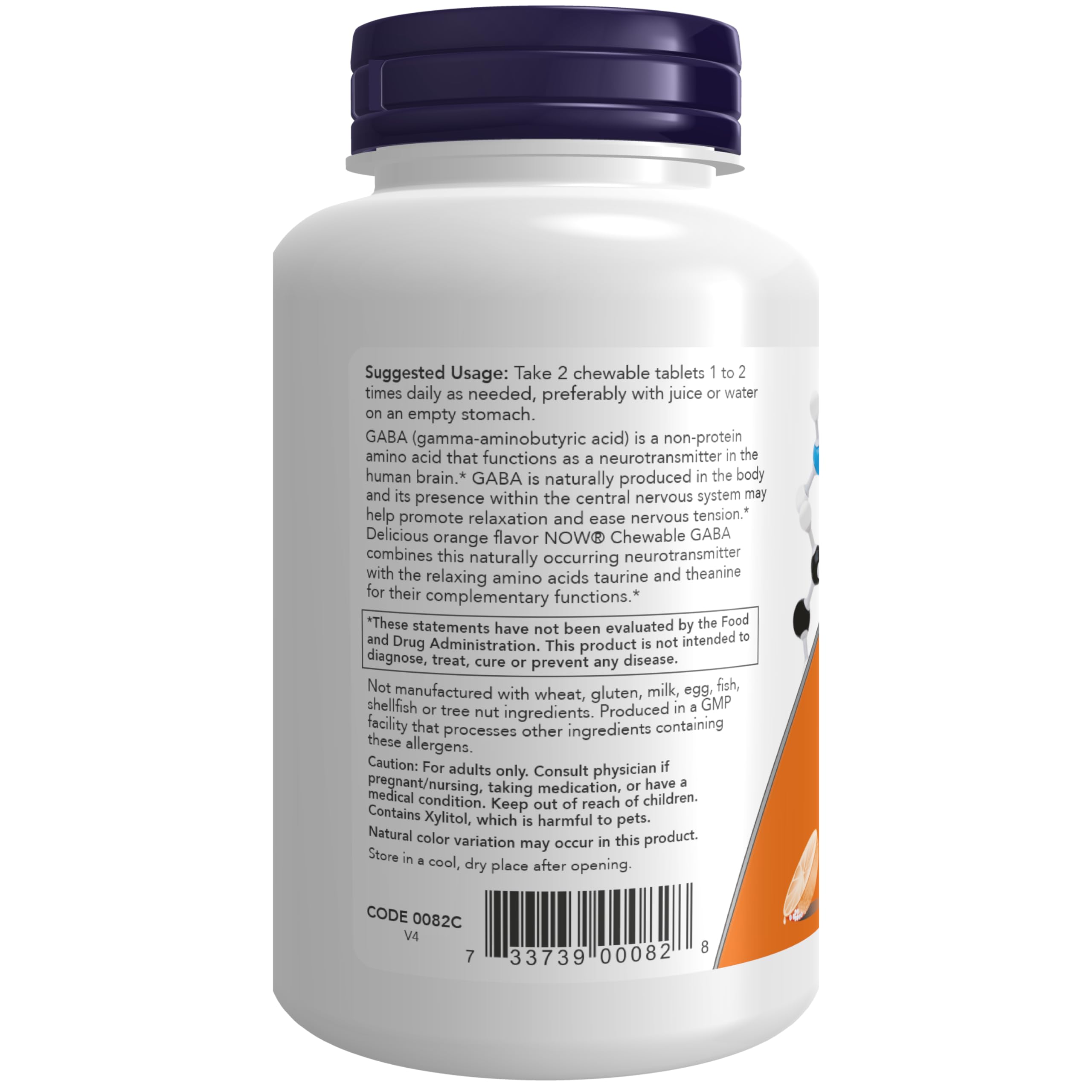 Foto 4 pulgar | Supplement Now Foods Gaba (ácido Gamma-aminobutírico) 90 Comprimidos Masticables - Venta Internacional.