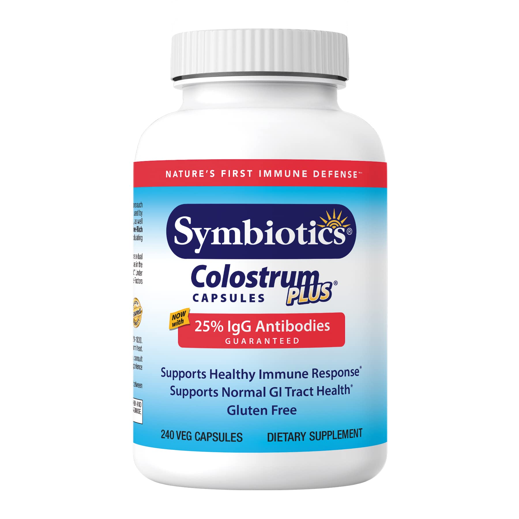 Suplemento Symbiotics Colostrum 240 Cápsulas Vegetales - Venta Internacional.