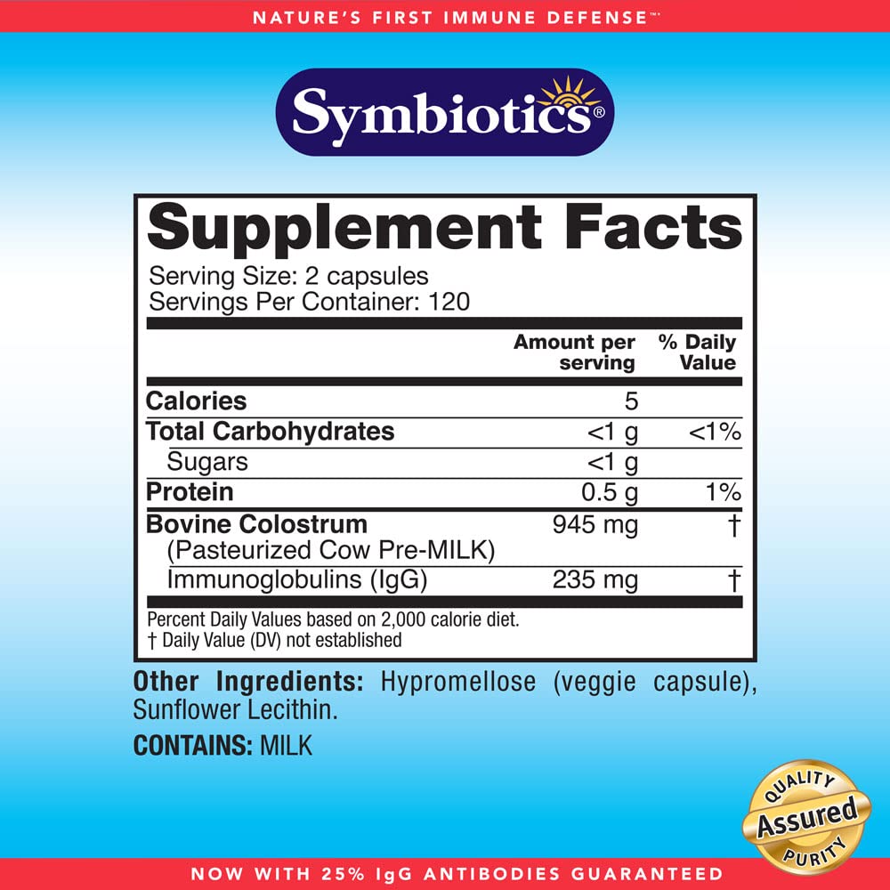 Foto 5 pulgar | Suplemento Symbiotics Colostrum 240 Cápsulas Vegetales - Venta Internacional.