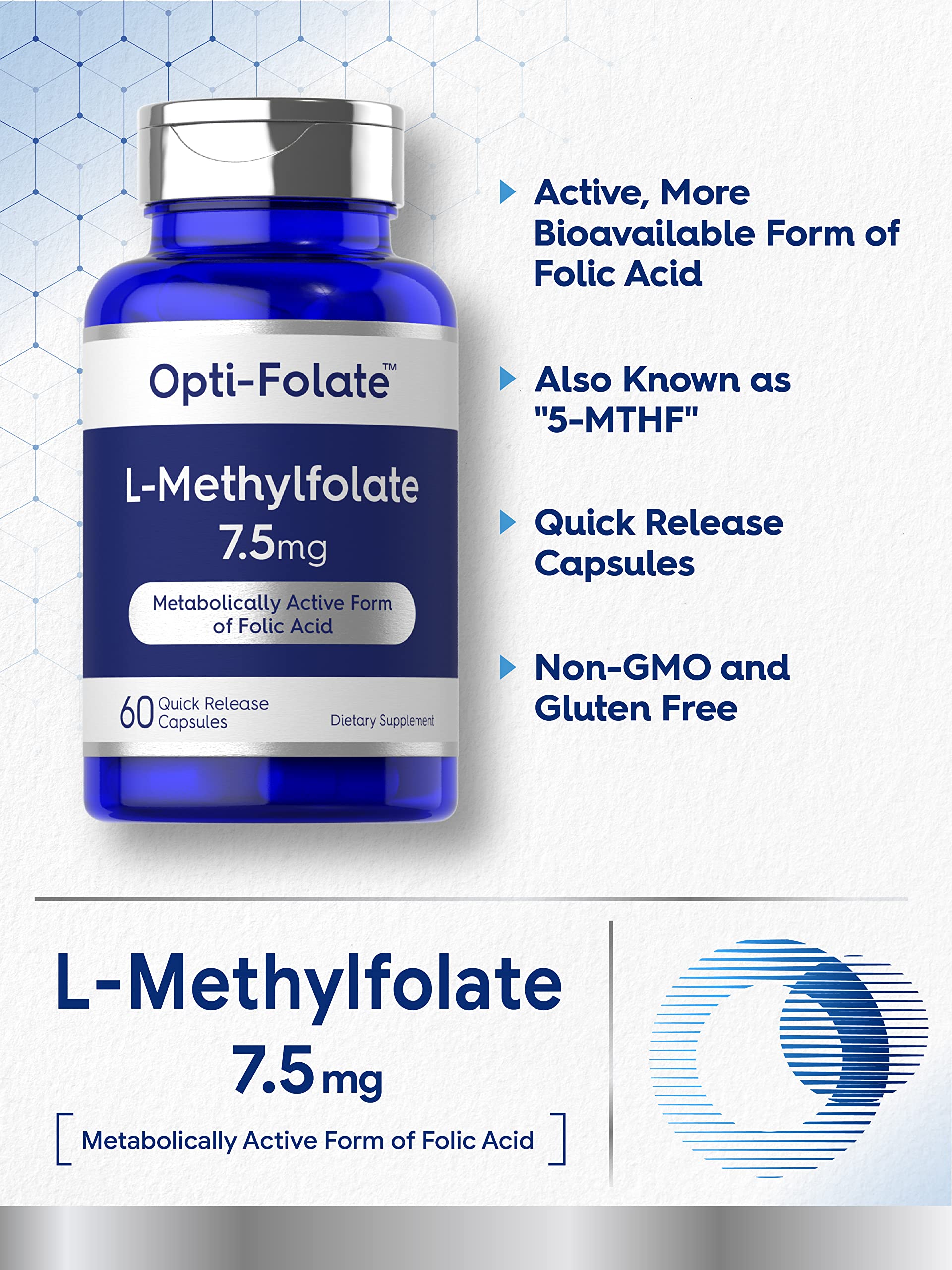 Foto 4 pulgar | Suplemento De Metilfolato Carlyle L 7,5 Mg 60 Cápsulas - Venta Internacional.