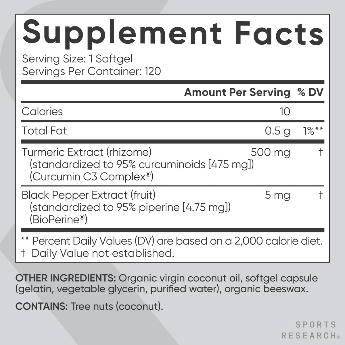 Foto 7 pulgar | Suplemento Del Complejo De Cúrcuma Y Curcumina C3 De Sports Research, 500 Mg - Venta Internacional.