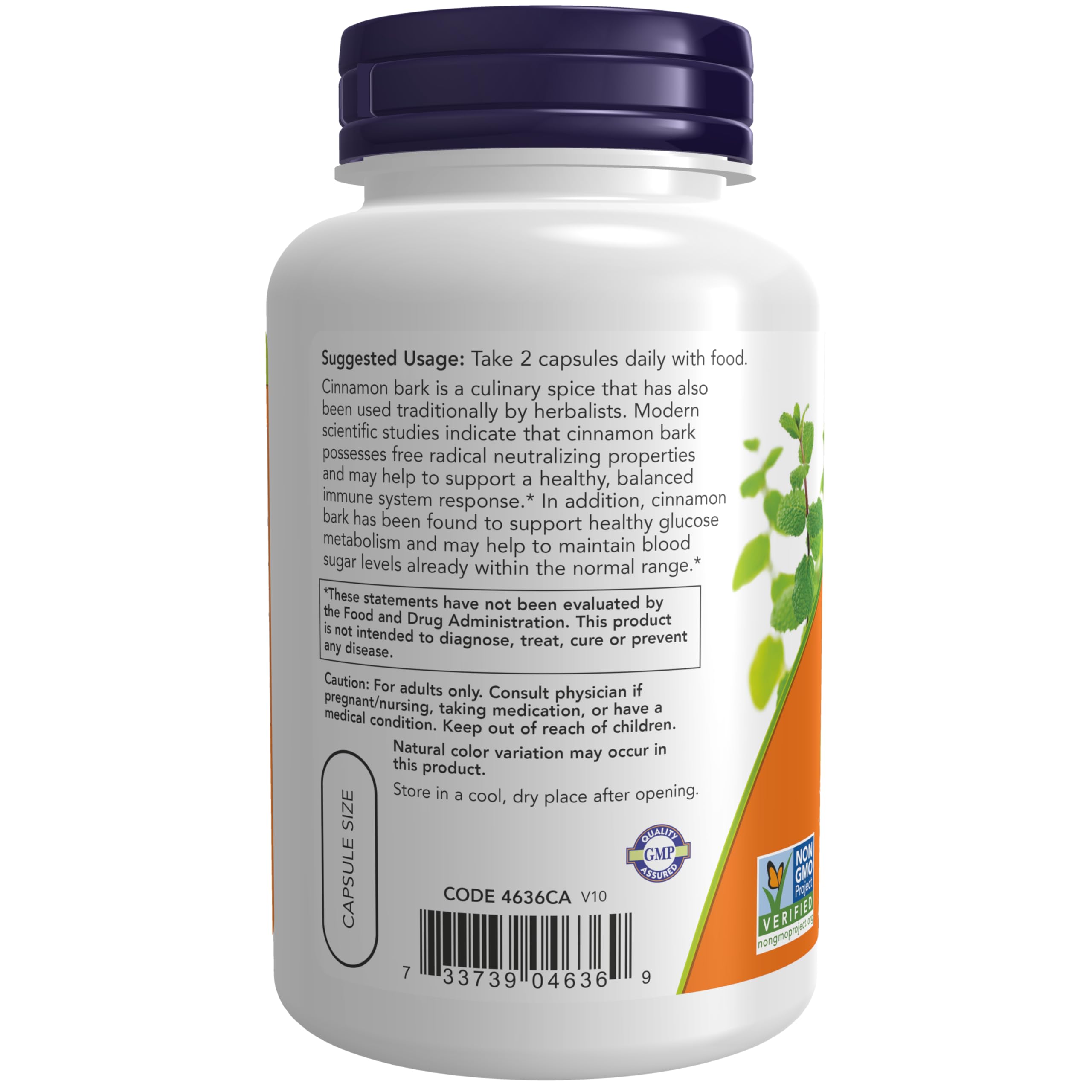 Foto 4 pulgar | Suplementos Now Foods, Corteza De Canela, 600 Mg, 120 Cápsulas Vegetarianas - Venta Internacional.