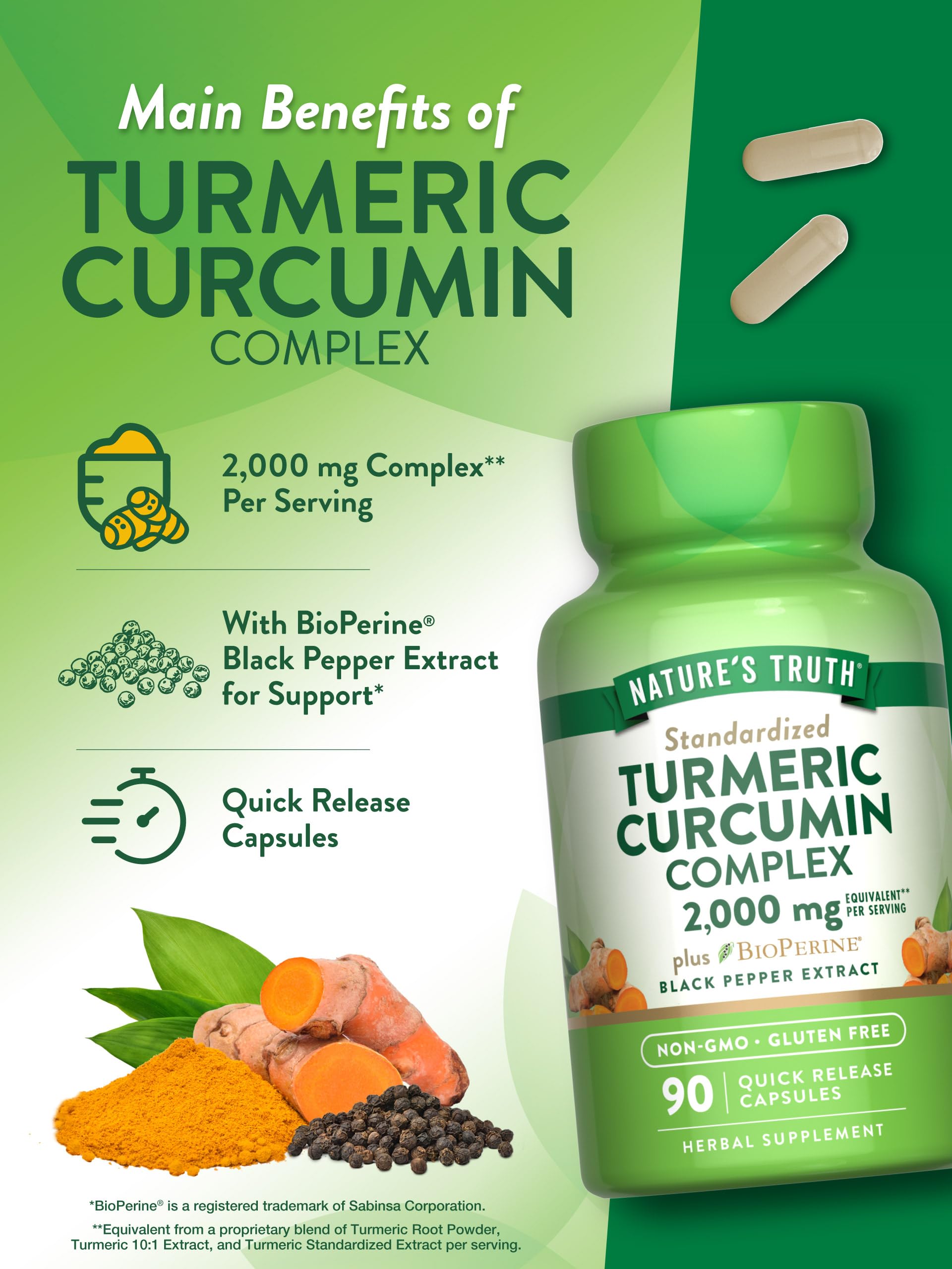 Foto 6 pulgar | Suplemento Nature's Truth, Cúrcuma Y Curcumina, 2000 Mg, 90 Cápsulas - Venta Internacional.