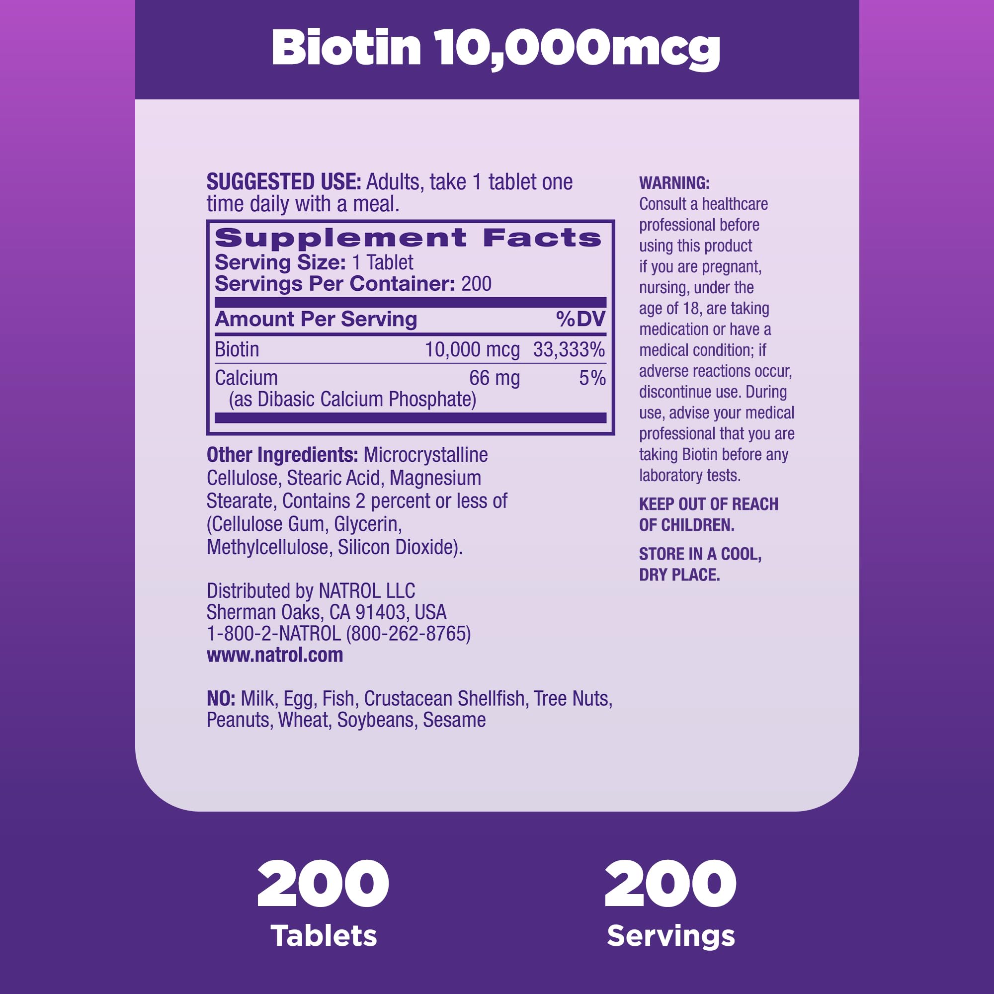 Foto 6 pulgar | Suplemento Natrol Beauty Biotina De 10000 Mcg Para Cabello, 200 Tabletas - Venta Internacional.