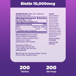 Foto 5 | Suplemento Natrol Beauty Biotina De 10000 Mcg Para Cabello, 200 Tabletas - Venta Internacional.