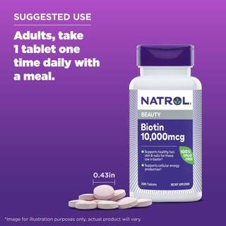 Foto 6 | Suplemento Natrol Beauty Biotina De 10000 Mcg Para Cabello, 200 Tabletas - Venta Internacional.