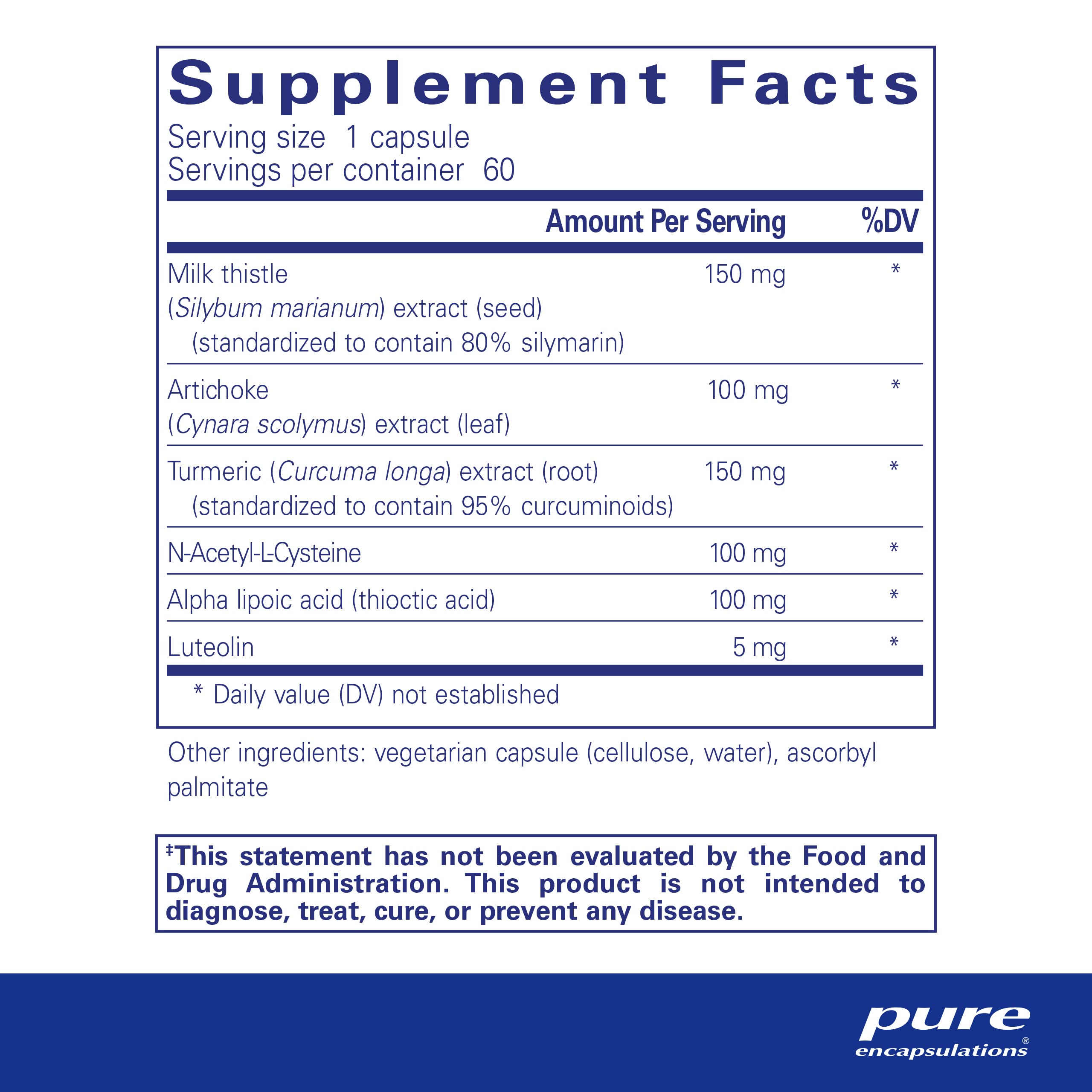Foto 3 pulgar | Suplemento Pure Encapsulations Lvr Formula 60 Cápsulas - Venta Internacional.