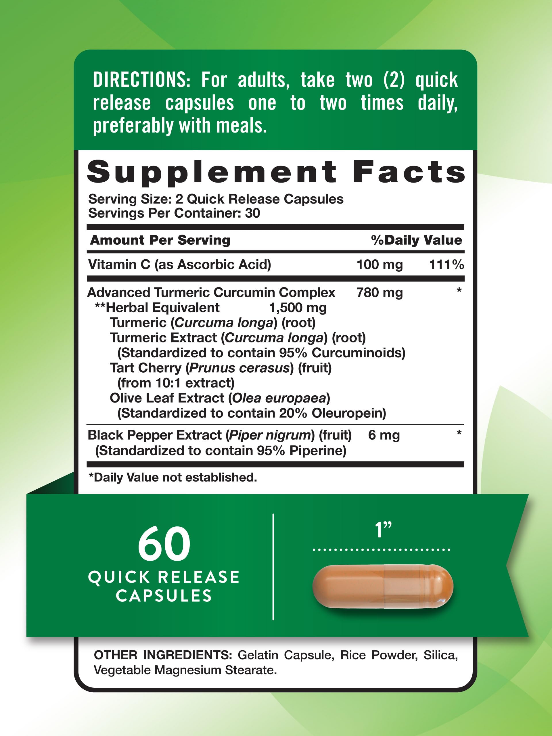 Foto 3 pulgar | Suplemento Nature's Truth, Cúrcuma Y Curcumina, 1500 Mg, 60 Cápsulas - Venta Internacional.