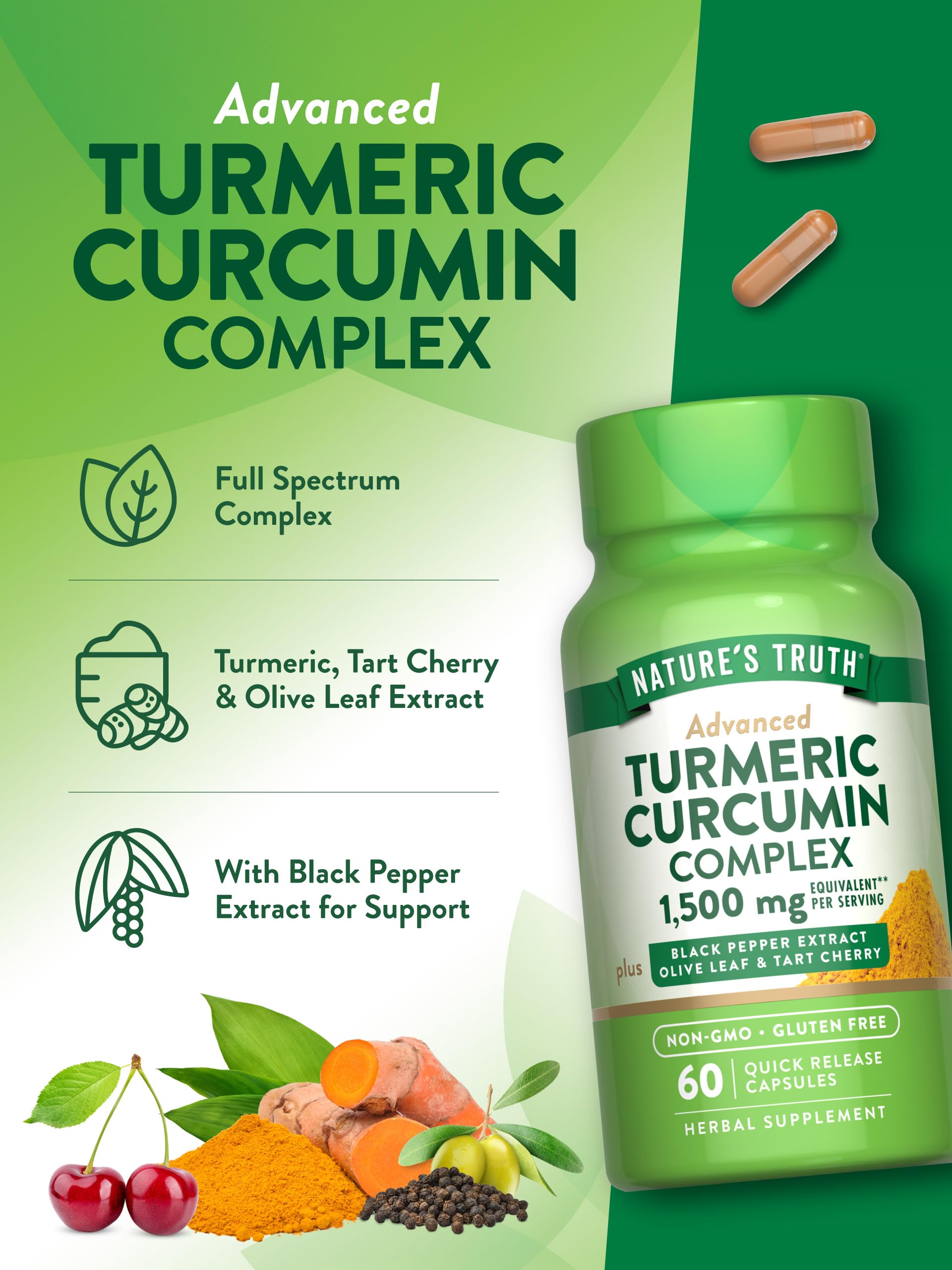 Foto 6 pulgar | Suplemento Nature's Truth, Cúrcuma Y Curcumina, 1500 Mg, 60 Cápsulas - Venta Internacional.