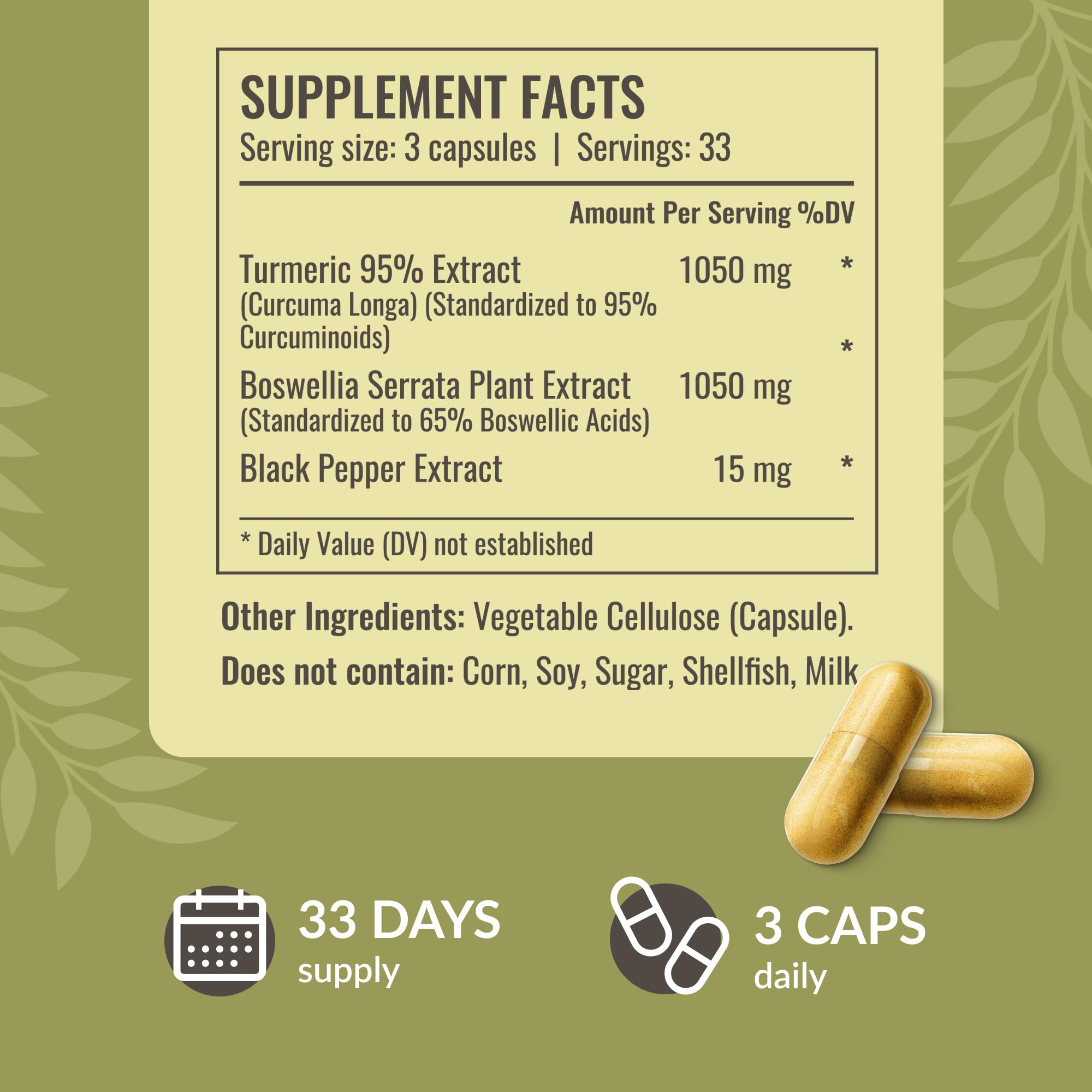 Foto 3 | Suplemento Herbamama, Cúrcuma Y Boswellia, 2100 Mg, 100 Cápsulas - Venta Internacional.