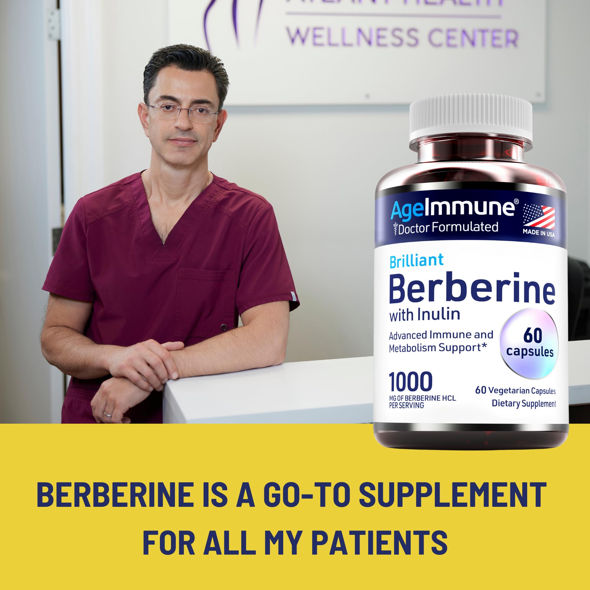 Foto 6 pulgar | Suplemento Ageimmune Berberine 1000 Mg Con Prebiótico De Inulina - Venta Internacional.