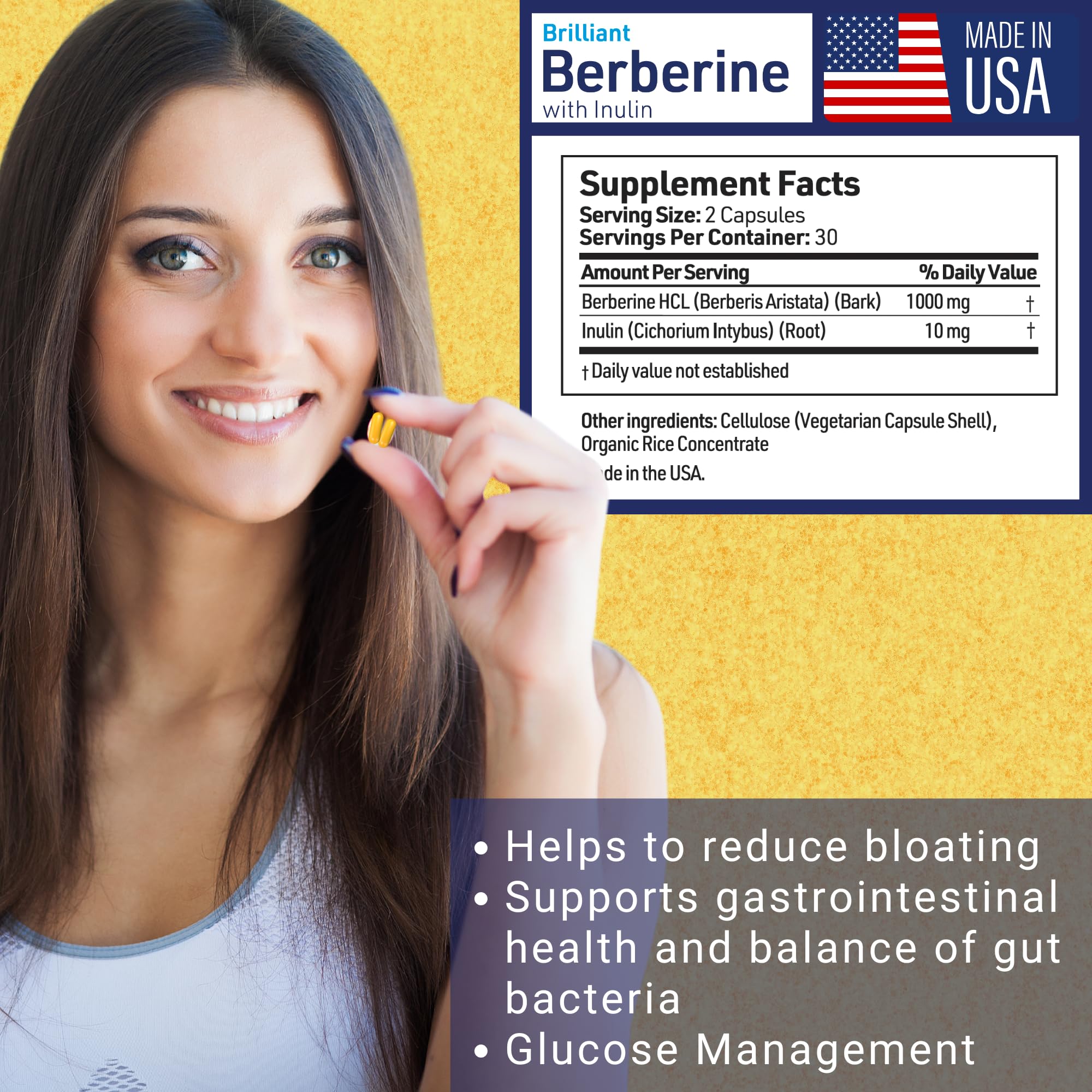 Foto 7 pulgar | Suplemento Ageimmune Berberine 1000 Mg Con Prebiótico De Inulina - Venta Internacional.