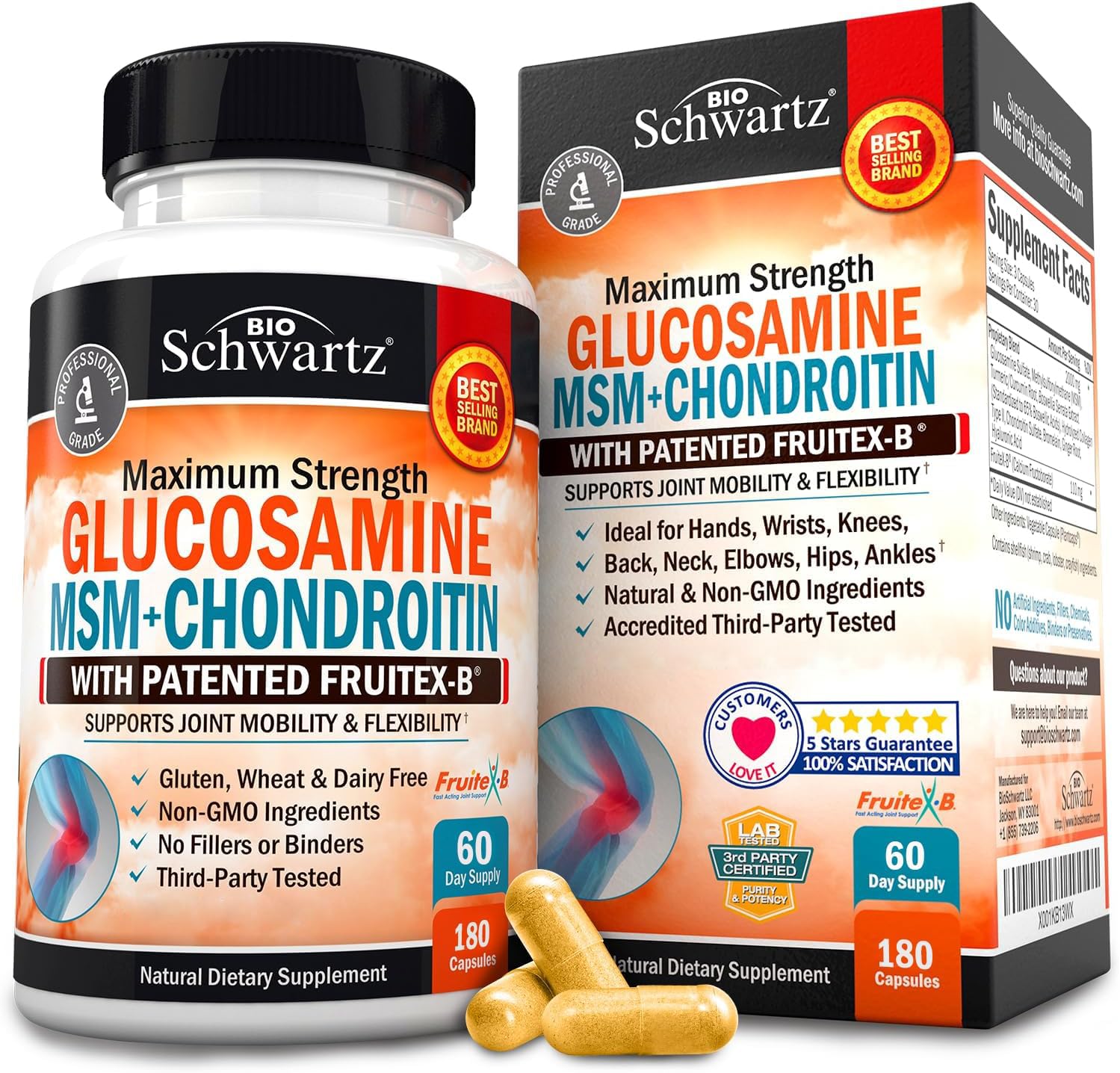 Foto 2 pulgar | Suplemento Bioschwartz Glucosamina Condroitina Msm 180 Cápsulas - Venta Internacional.